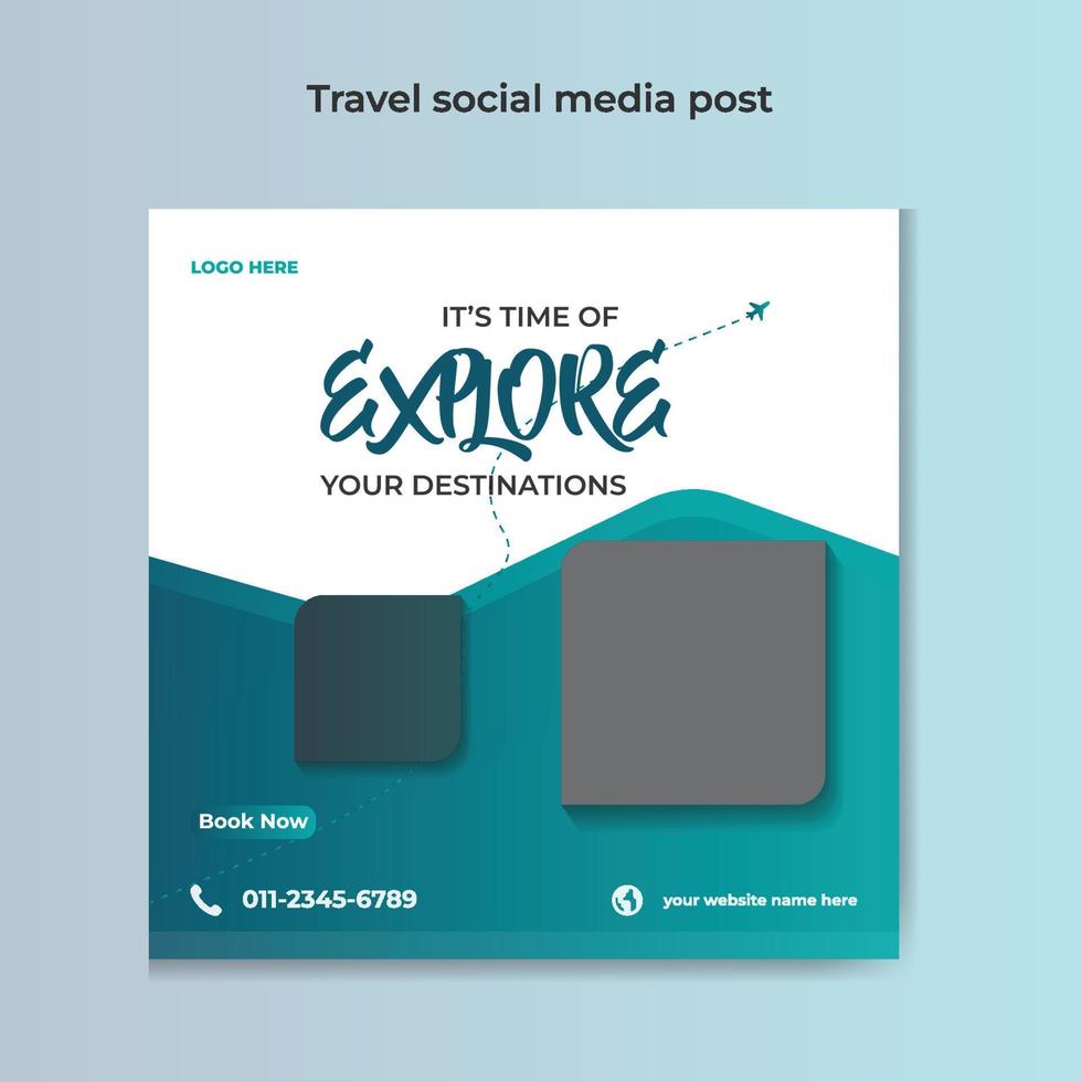 promoción de redes sociales de agencias de viajes y tours y plantilla de banner web vector