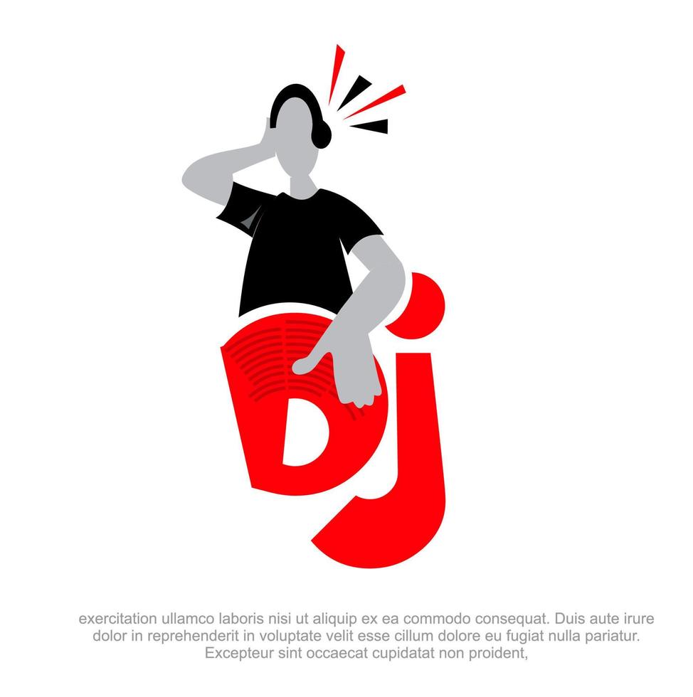 diseño de logotipo vectorial de dj de música. plantilla de diseño de logotipo de hip hop dj. diseño de logotipo de vector de músico. divertido diseño de logo de música. divertido vector de silueta de dj.