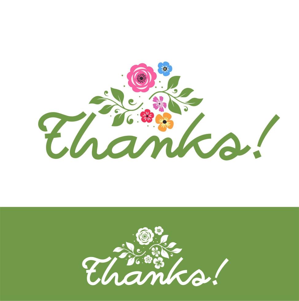 Thank you vector design template. Thanks Floral vector design. Thank You handwritten inscription. Thank you vector card.