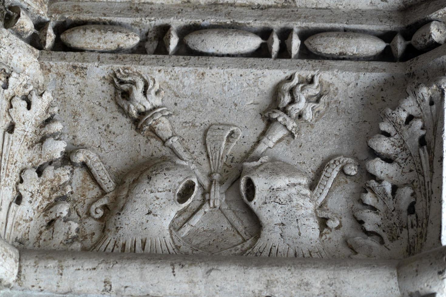 VENICE, ITALY - SEPTEMBER 15 2019 - doge ducal palace capital of column wayside sculpture detail photo