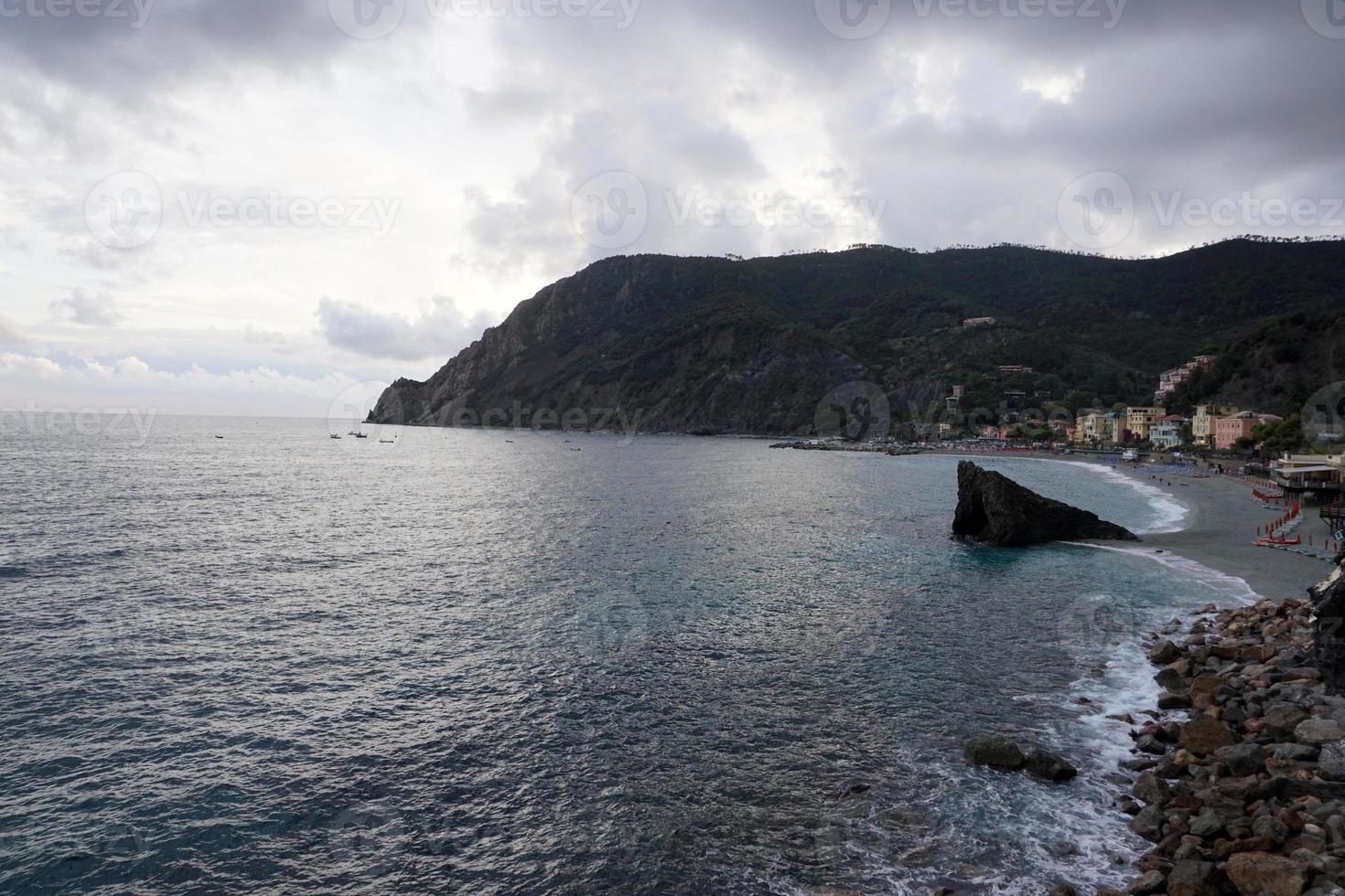 MONTEROSSO, ITALY - SEPTEMBER 23 2017 - Tourist in  Cinque Terre on rainy day photo