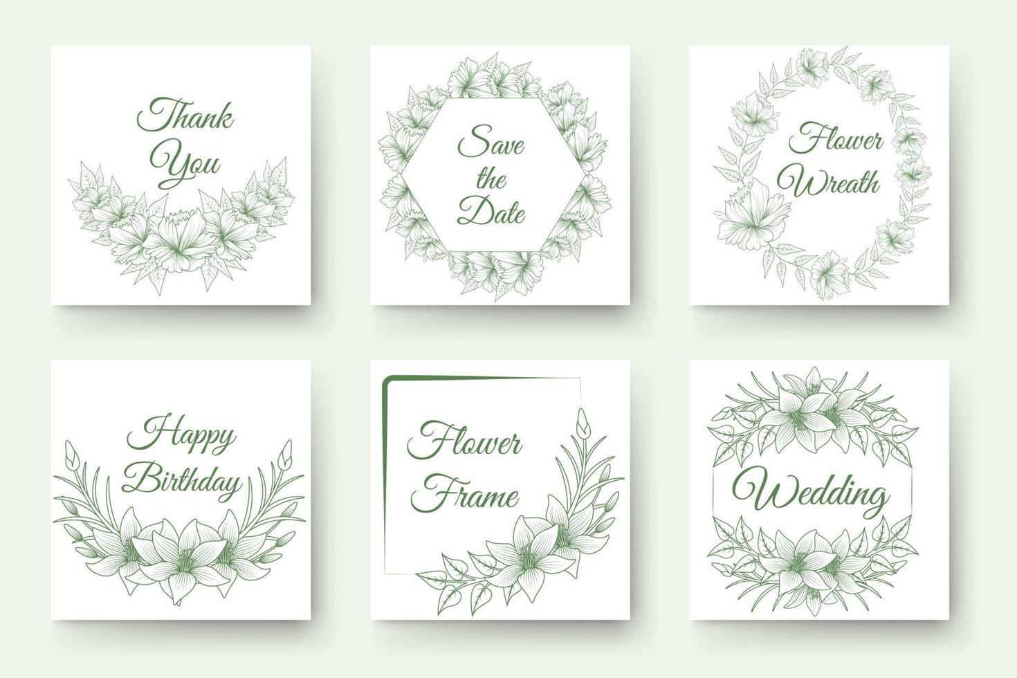 flower frame clip art of doodle floral border elements set of line art floral wreath vector design