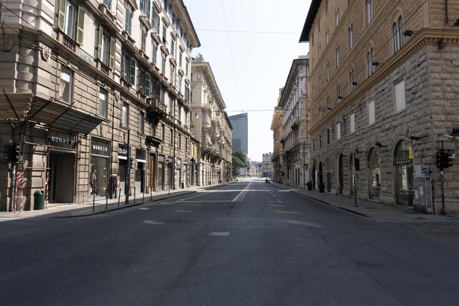 GENOA, ITALY - APRIL 5 2020 - Downtown streets are desert due to coronavirus covid quarentine photo