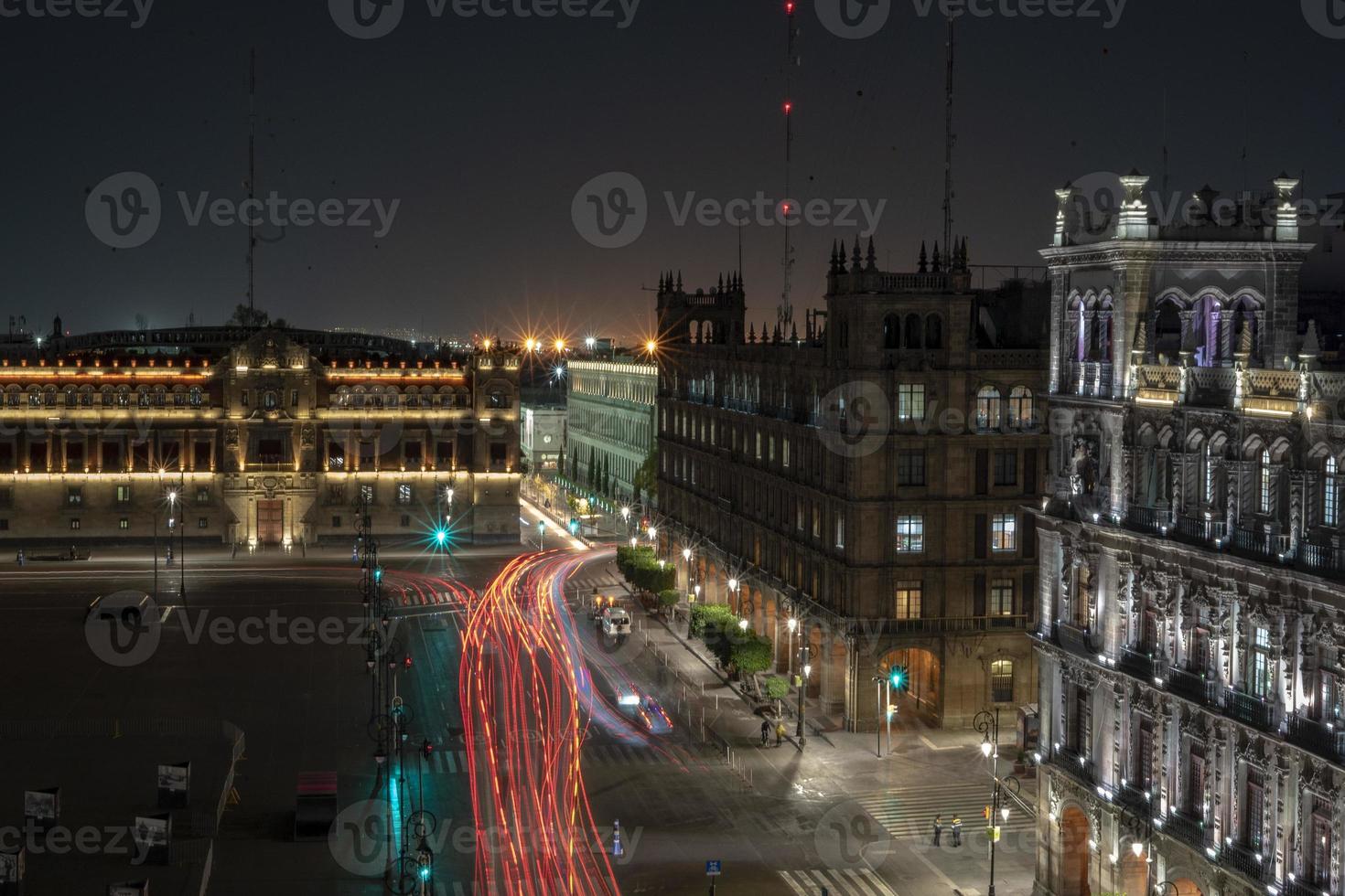 mexico city zocalo main place at night photo