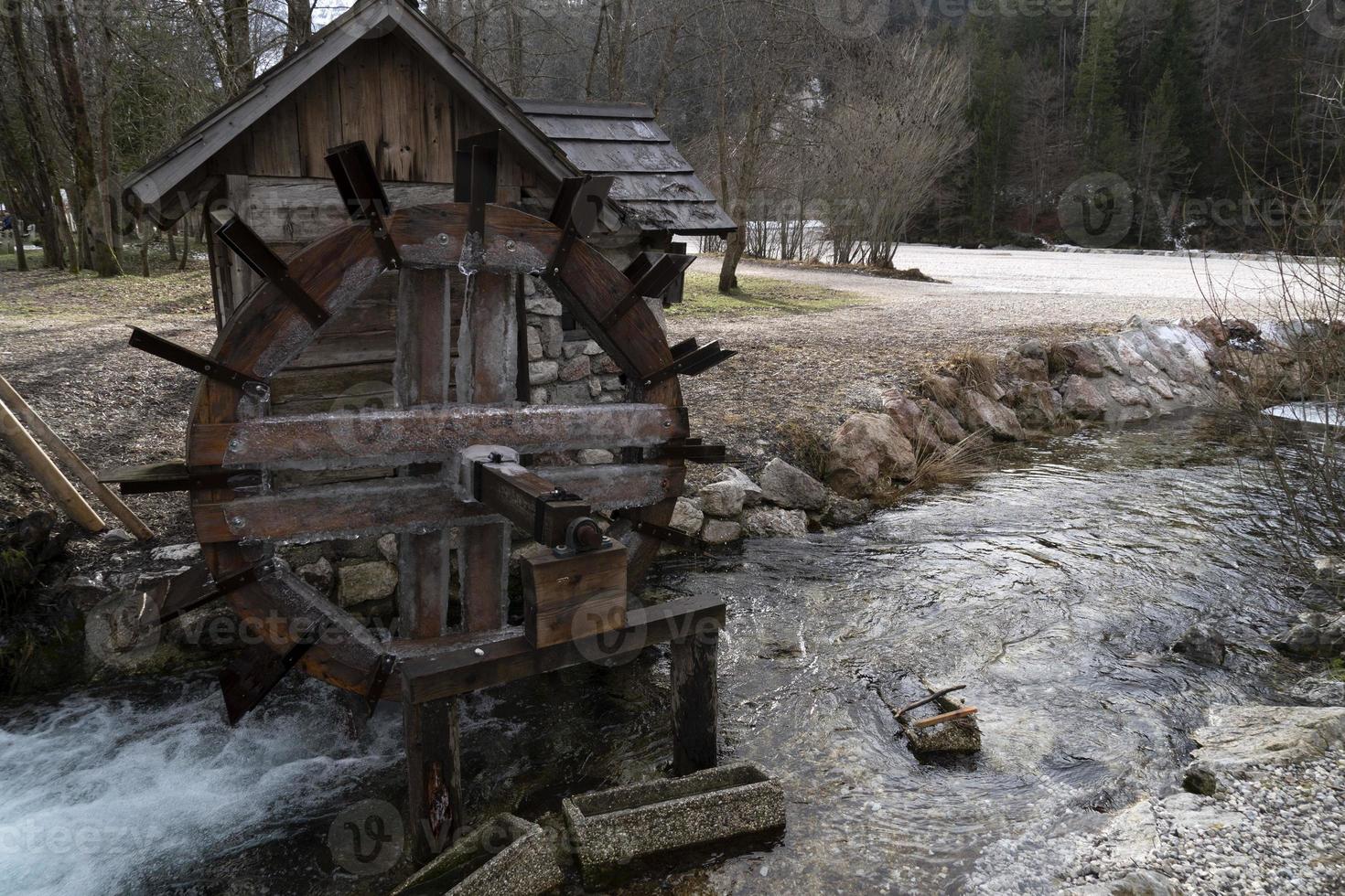 Frozen water mill wheel photo