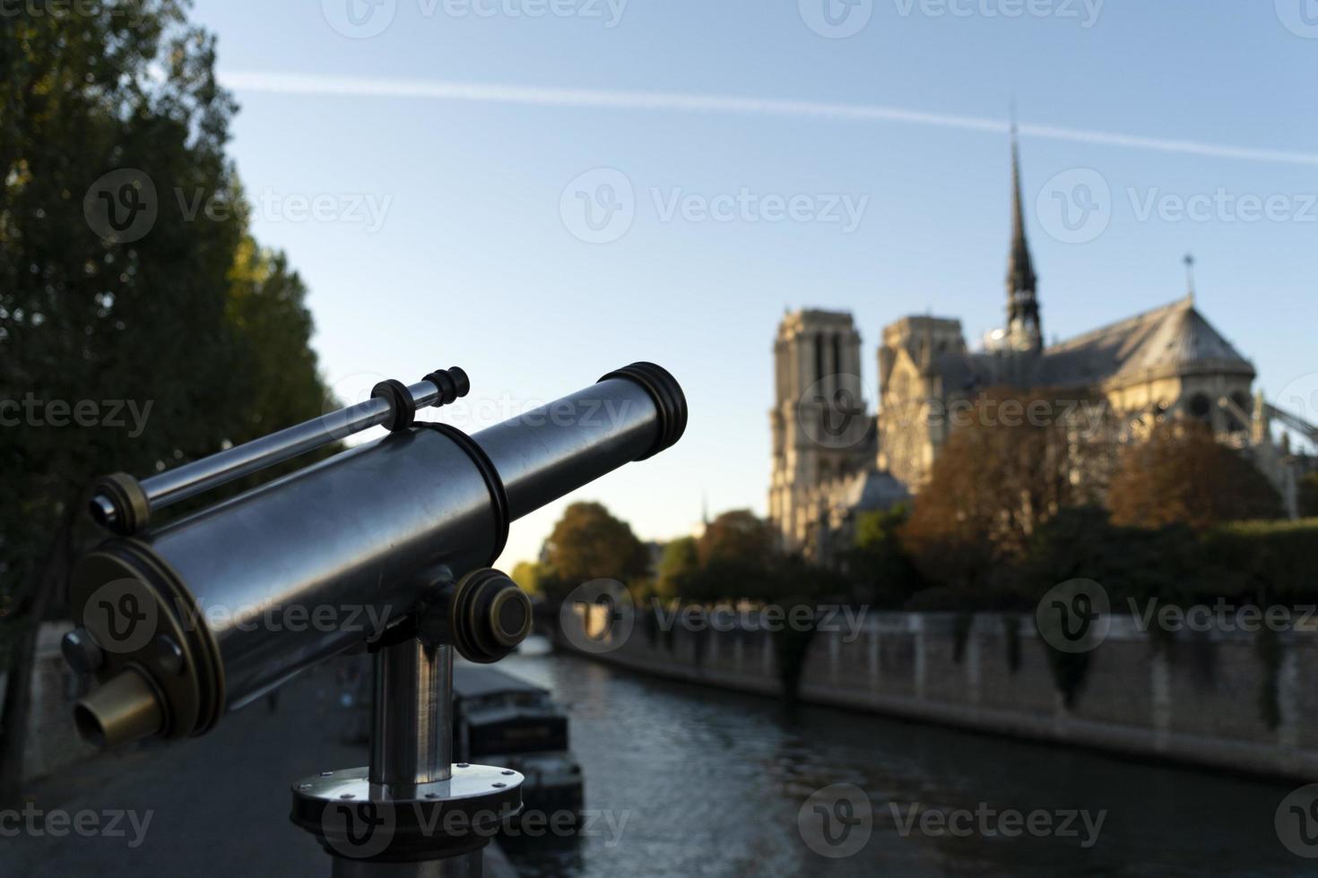 Notre dame Paris cathedral on lue sky photo