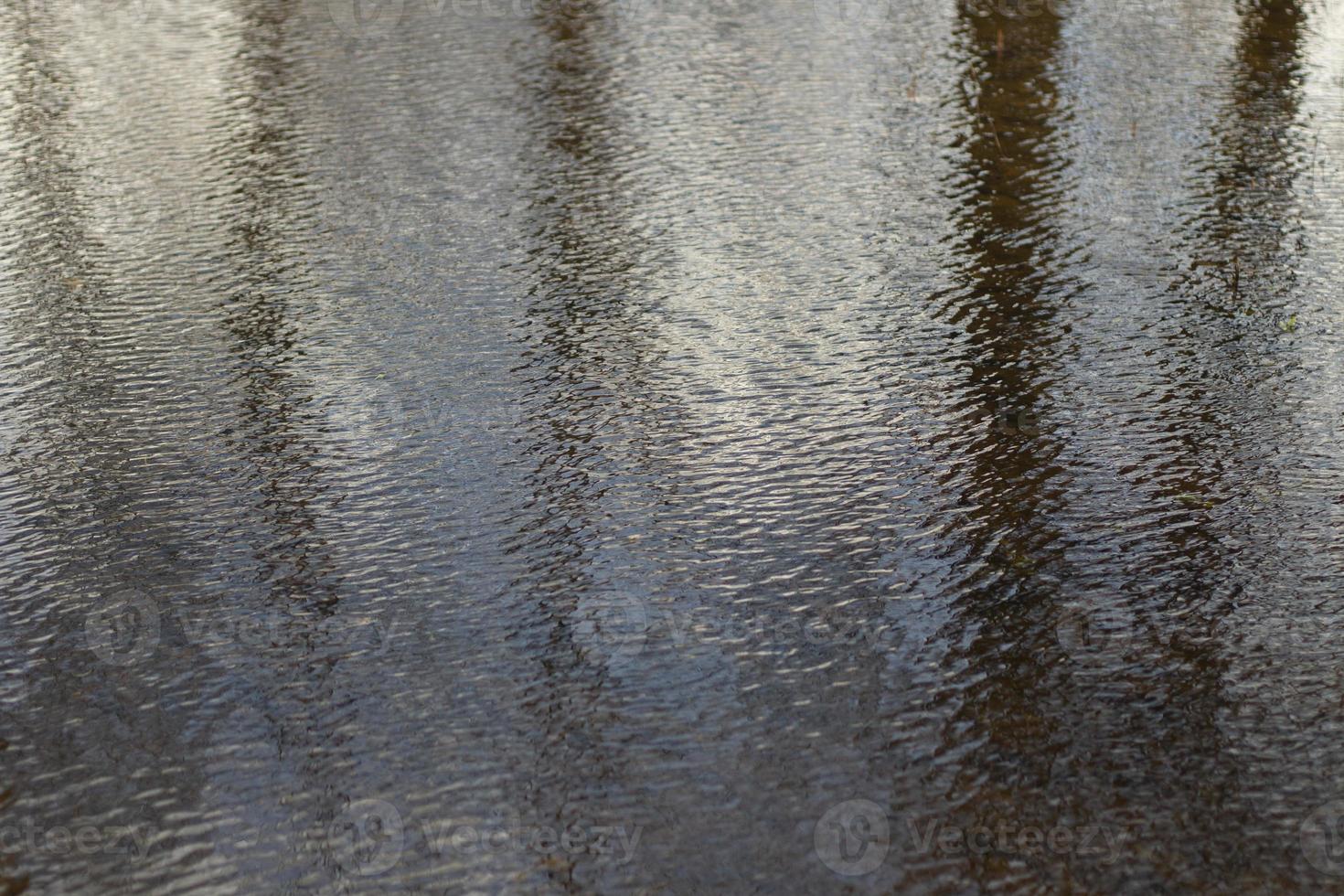 Waves on water. Wind on surface of water. Reflection in puddle. photo