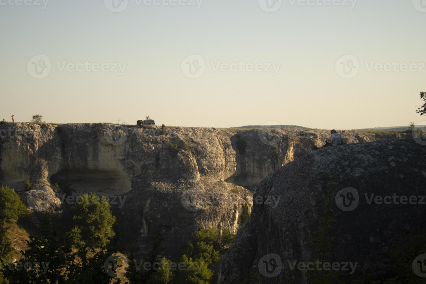 Mountain gorge on summer day. Camping in mountains. Beautiful landscape. photo