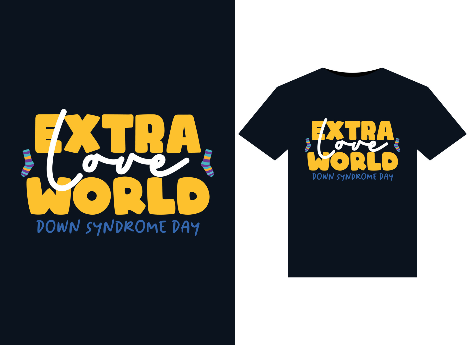 Extra Love World Down Syndrome Day illustrations for print-ready T