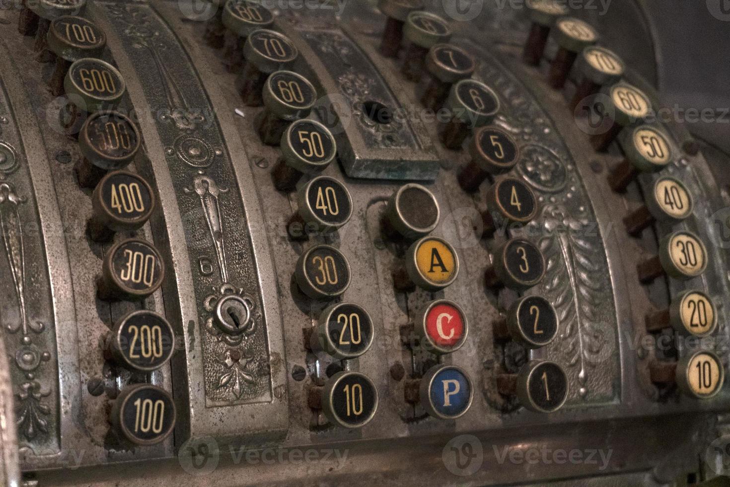 Old cash register vintage close up photo