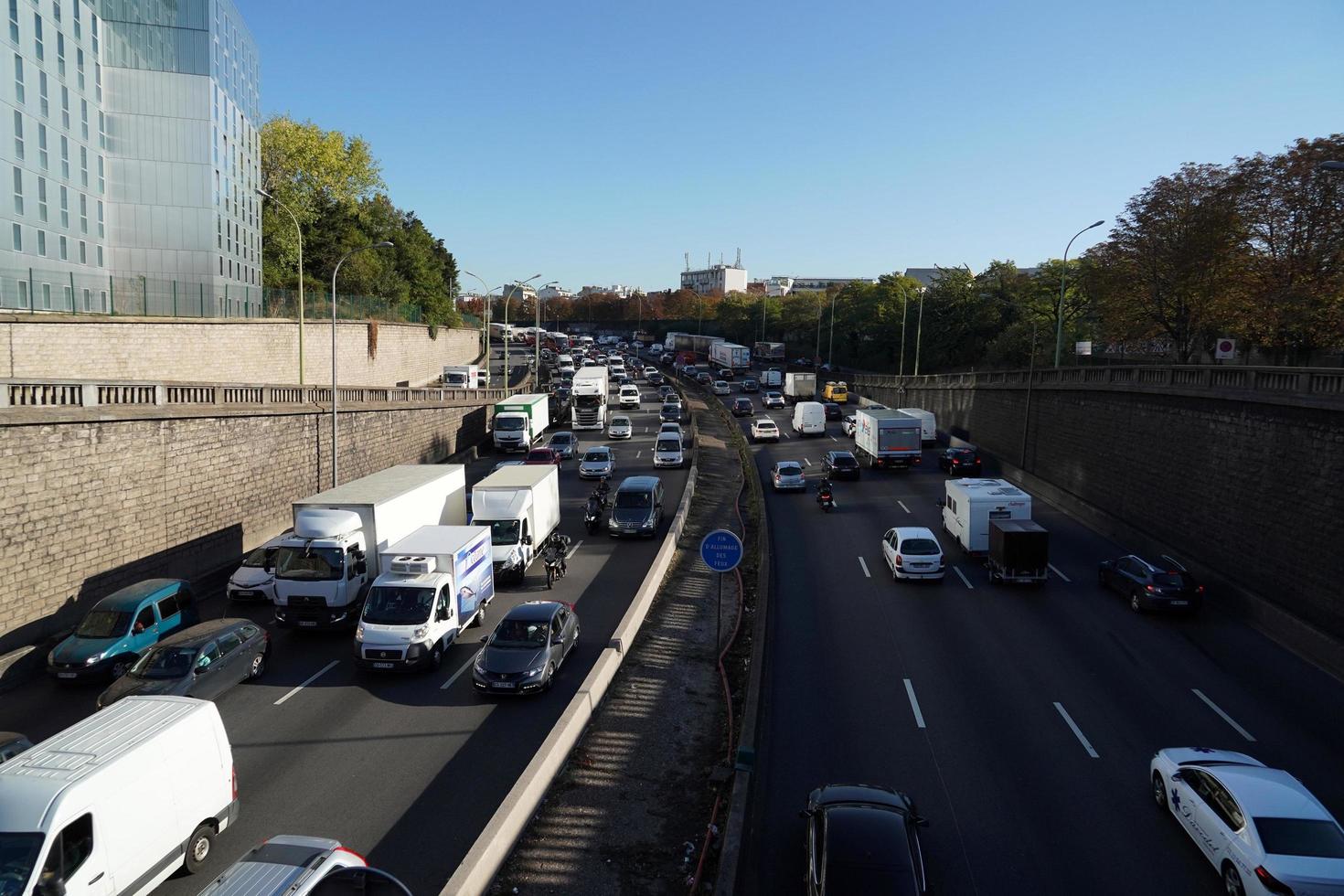 PARIS, FRANCE - OCTOBER 5 2018 -  Paris street congested traffic photo