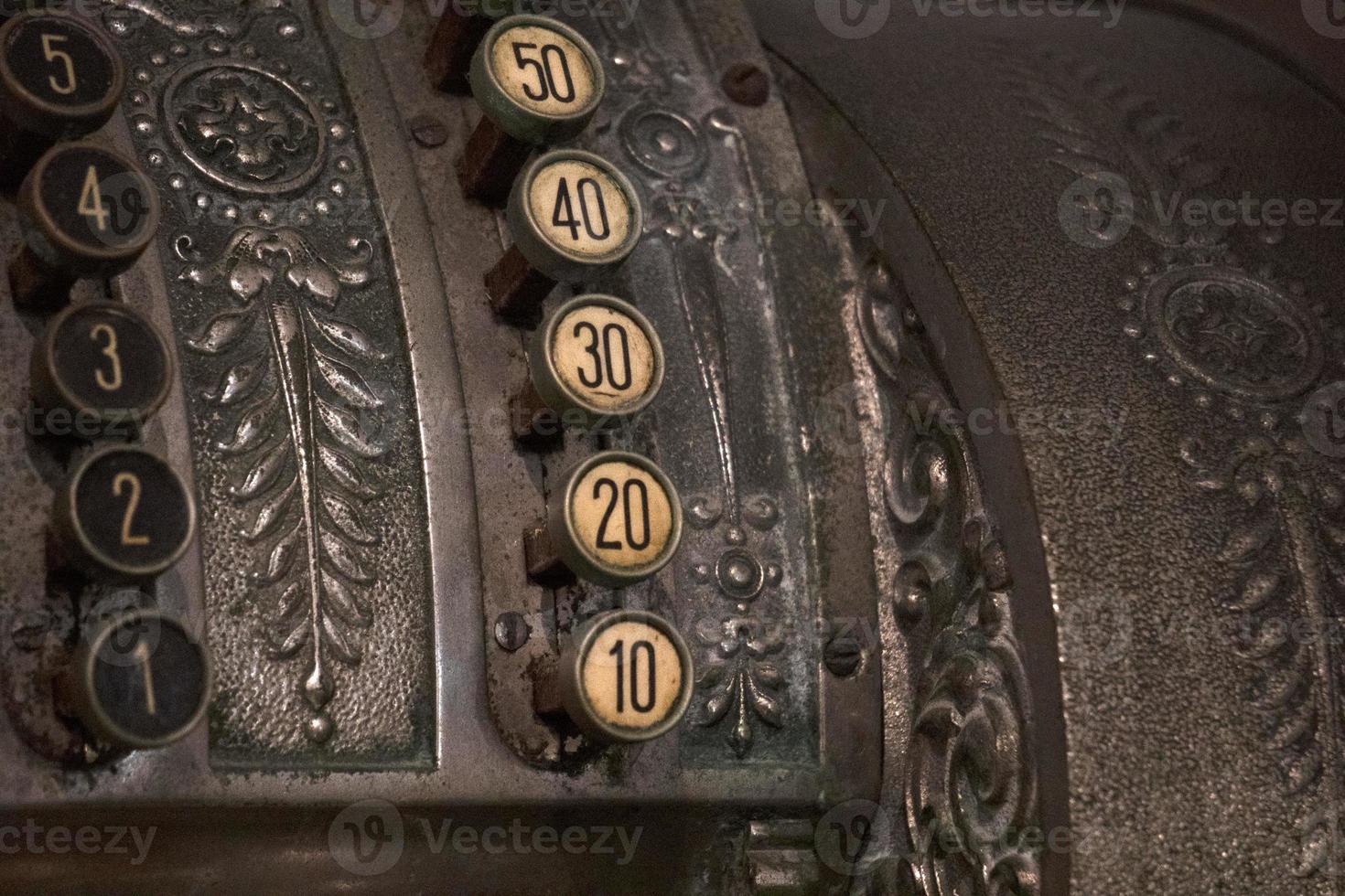 Old cash register vintage close up photo