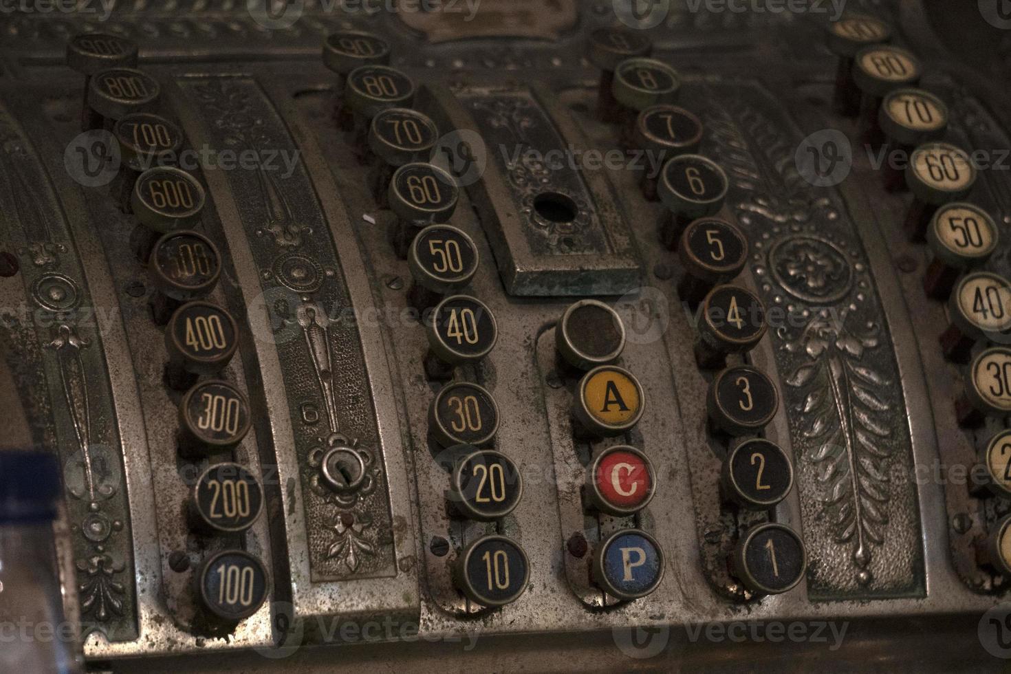 Old cash register vintage close up photo