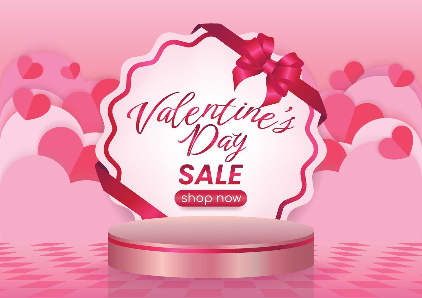 happy valentine's day sale display website 3d background vector