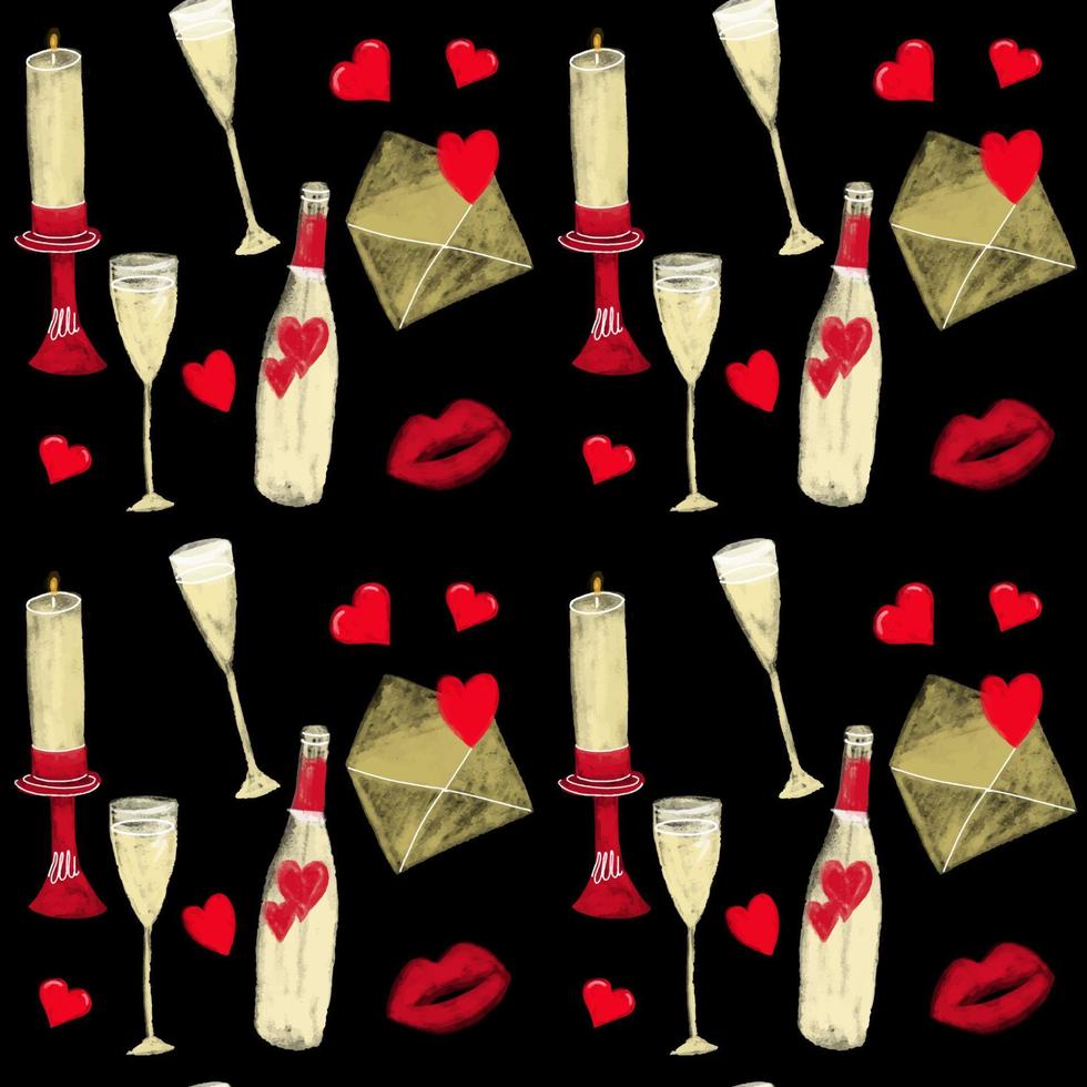 Valentine's Day seamless pattern with hand painted vector