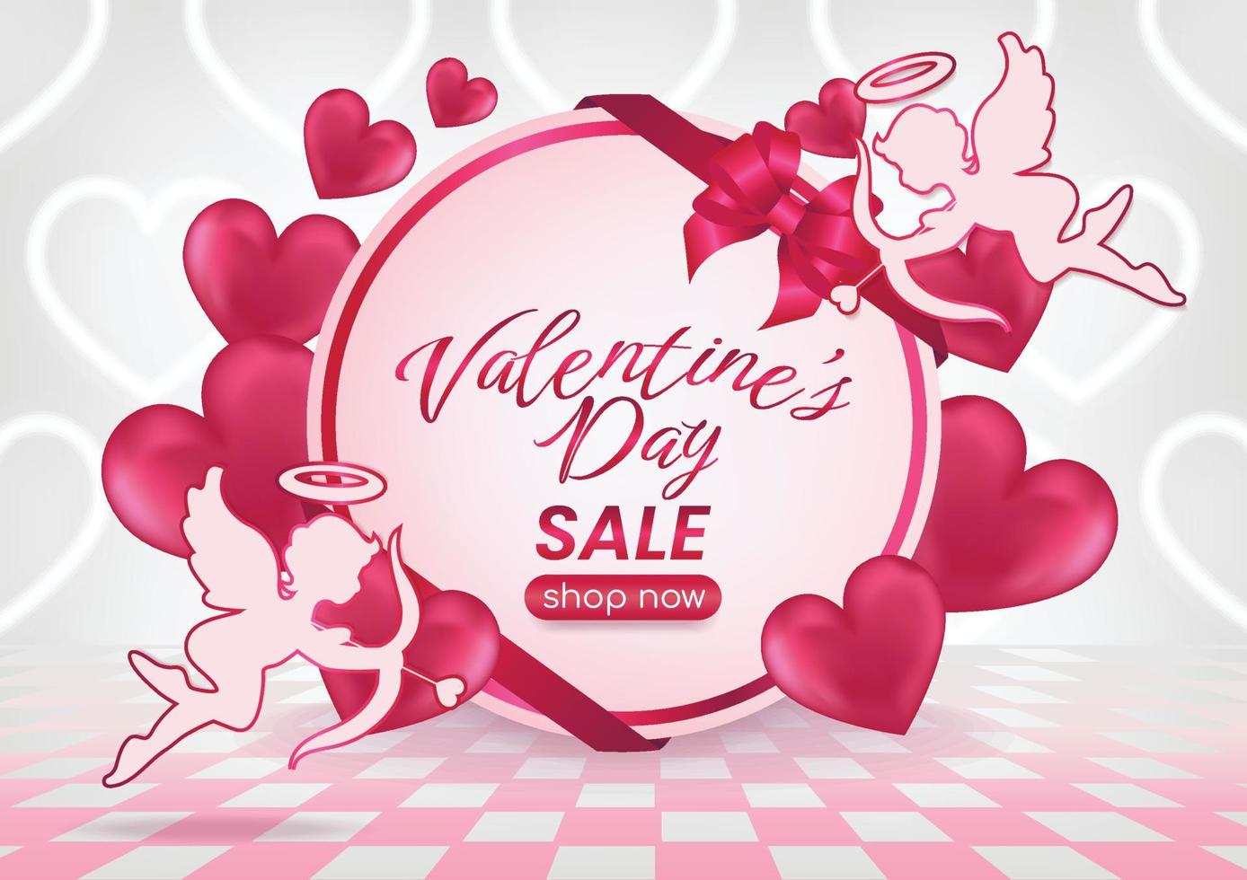 happy valentine's day sale display website background vector