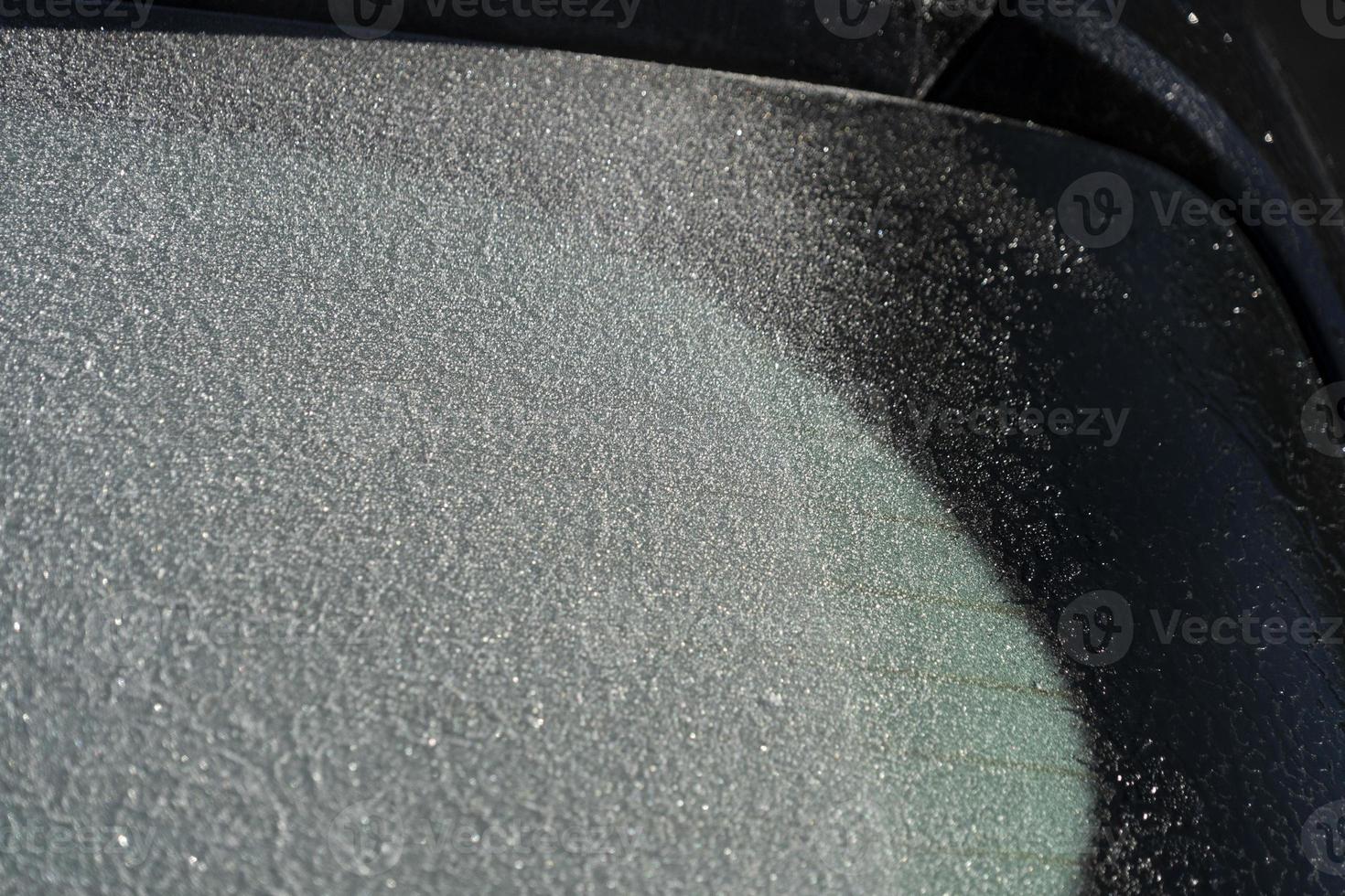 Frozen car window glass detail photo