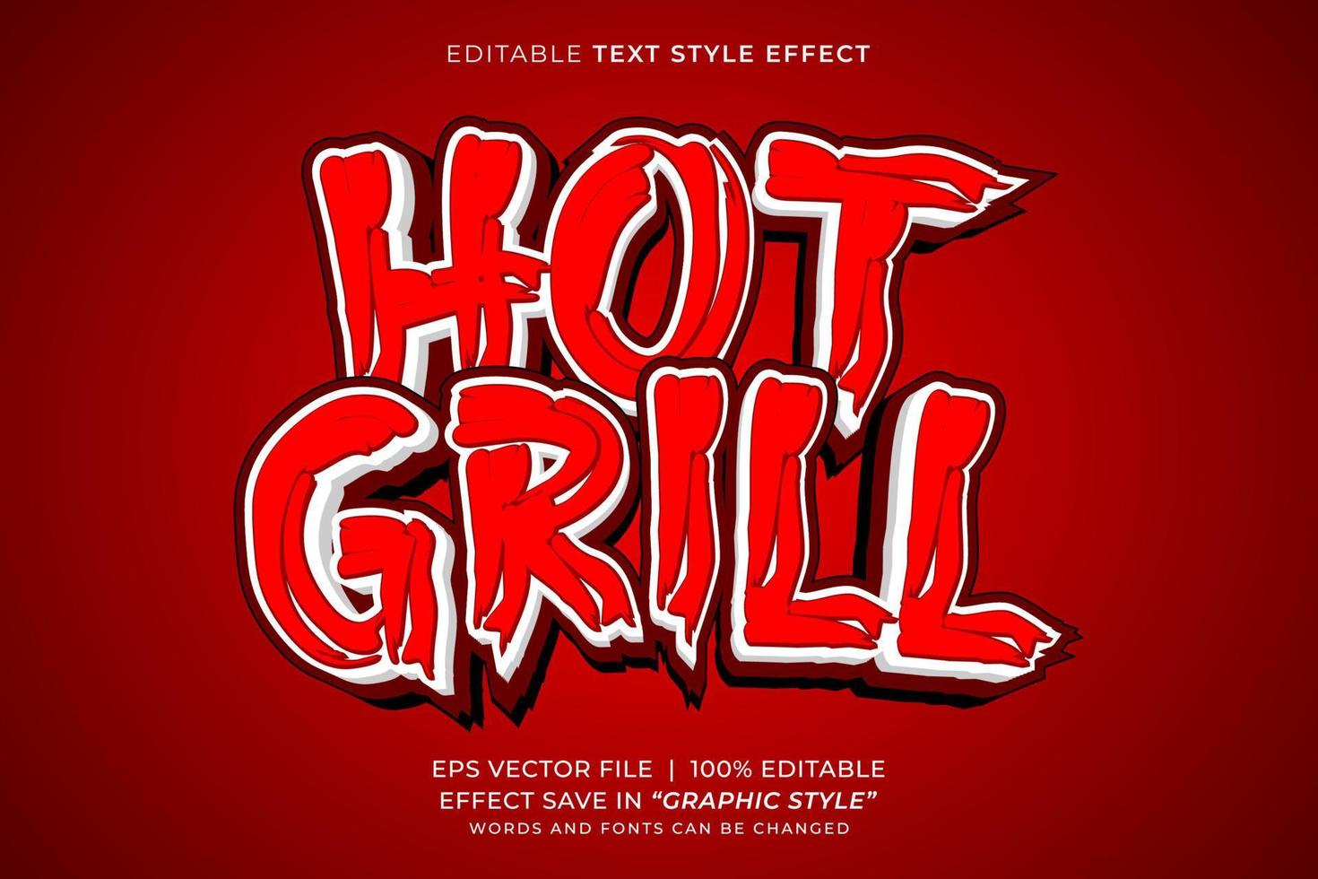 Hot grill editable text effect vector