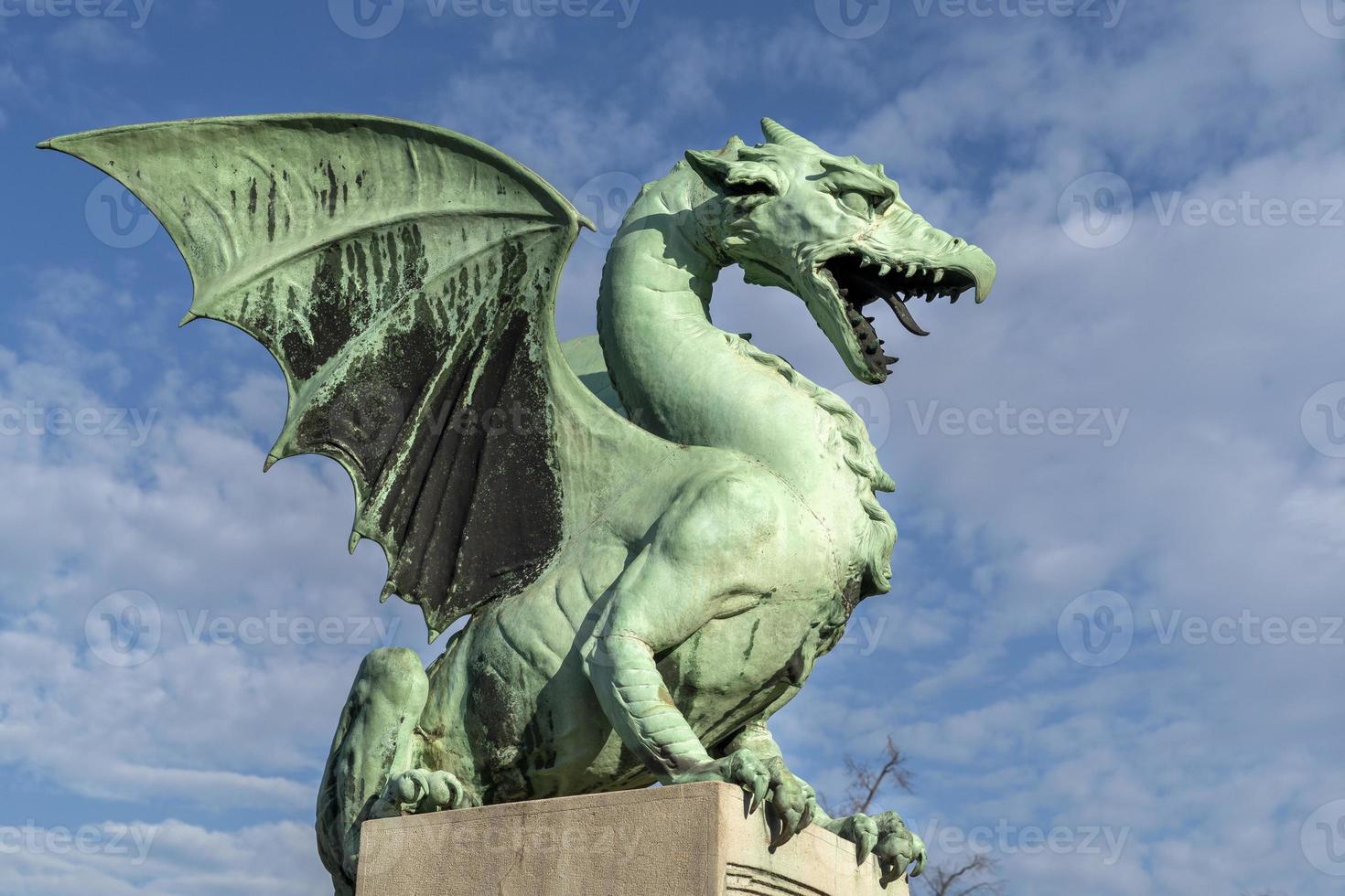 Ljubljana dragon on the bridge city symbol photo