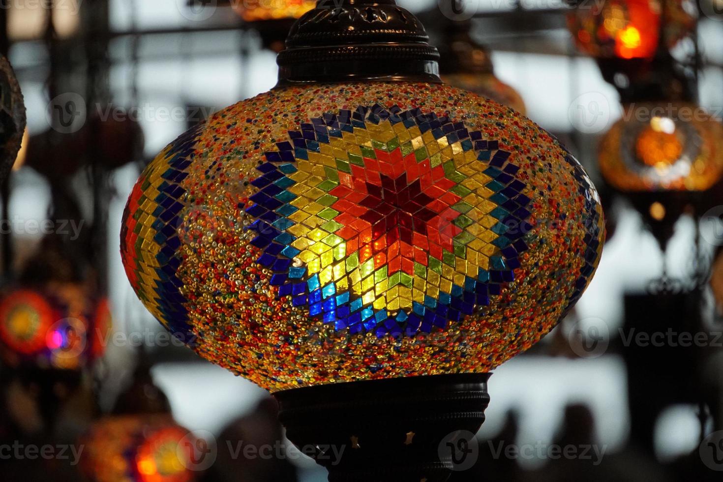 Indian glass lamp detail photo