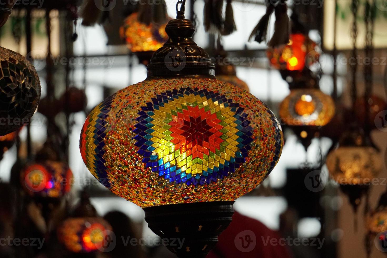 Indian glass lamp detail photo