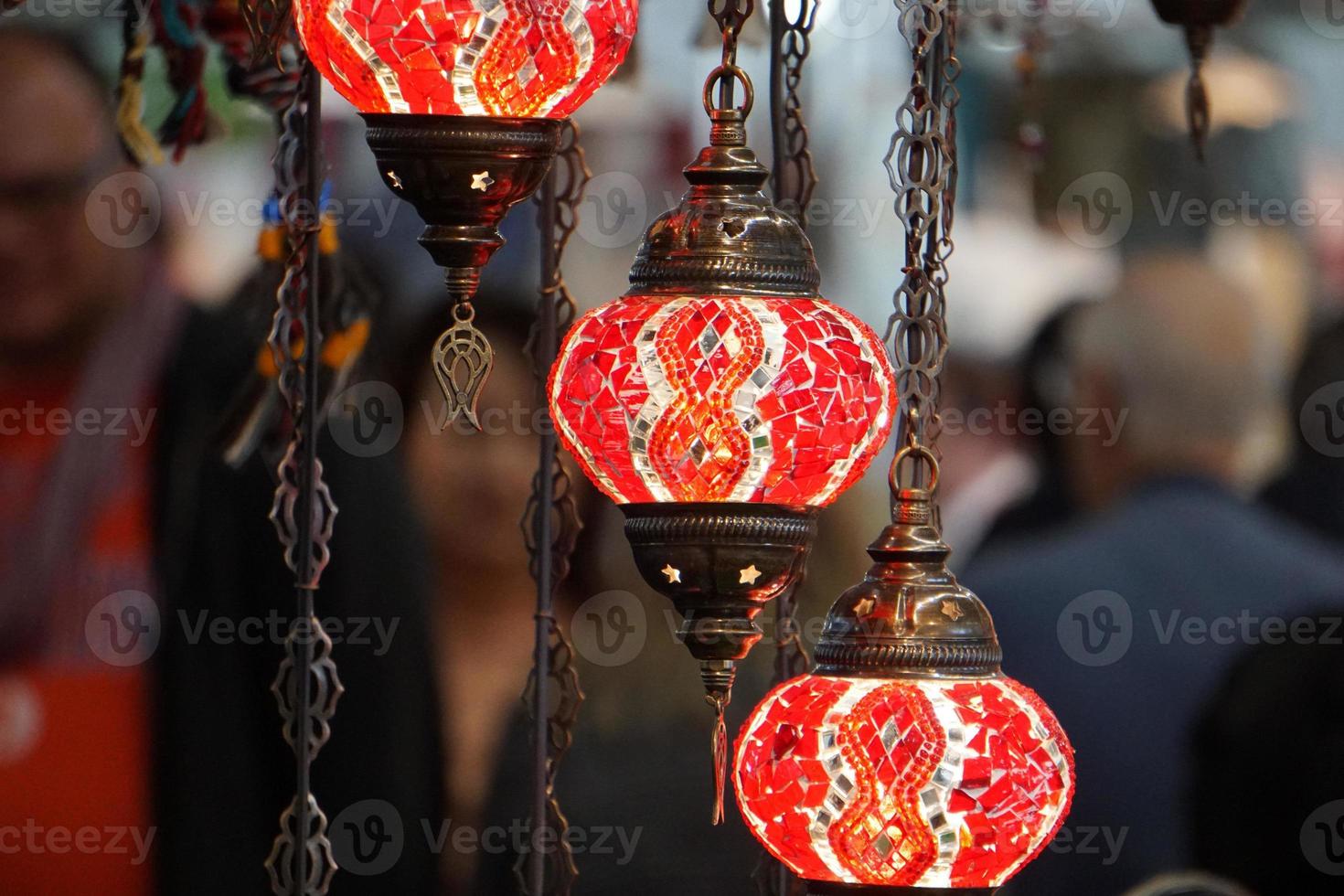 Indian glass lamp detail photo