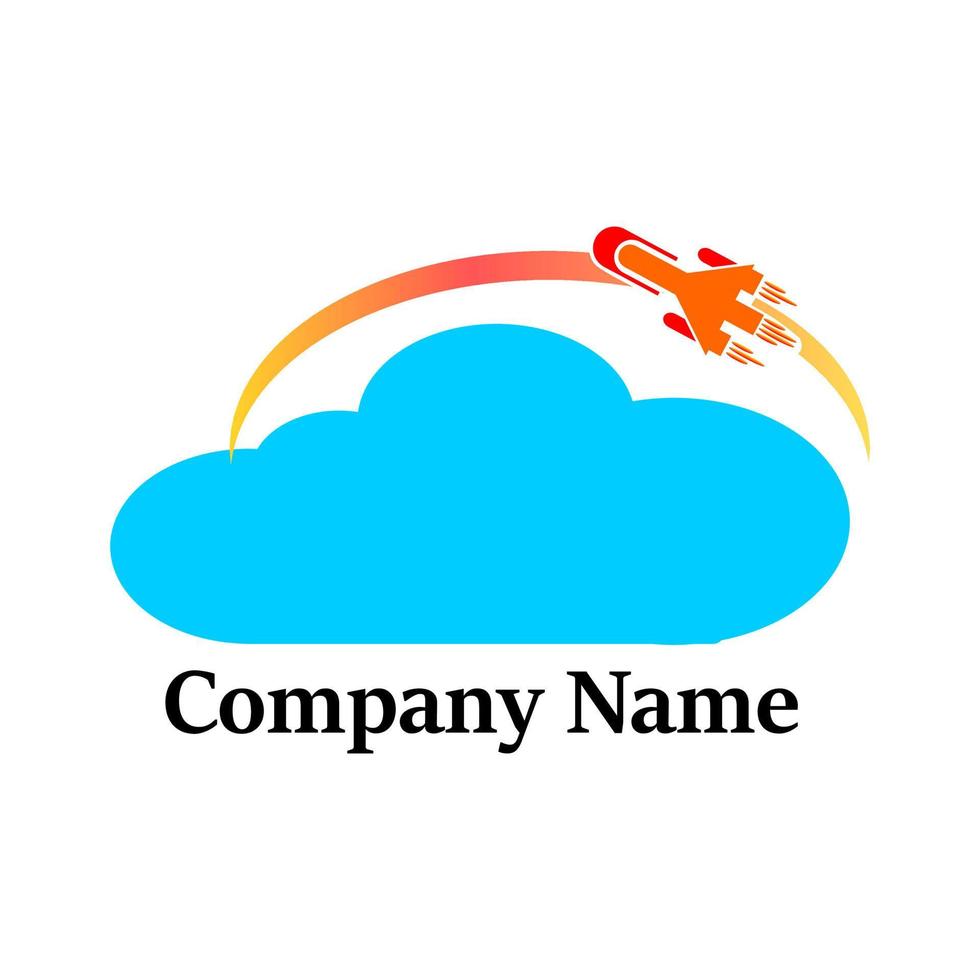 Cloud with rocket logo template illustration vector