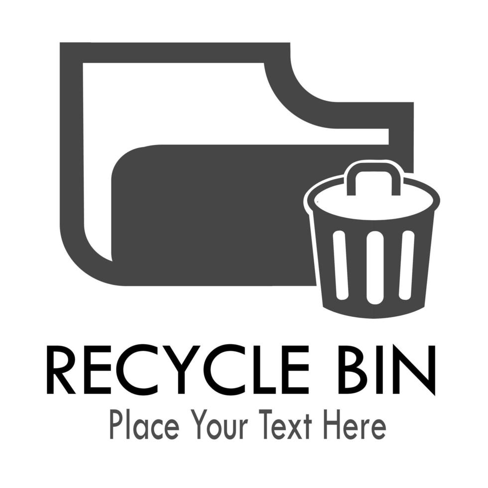 isolated trash bin with folder logo design template. vector
