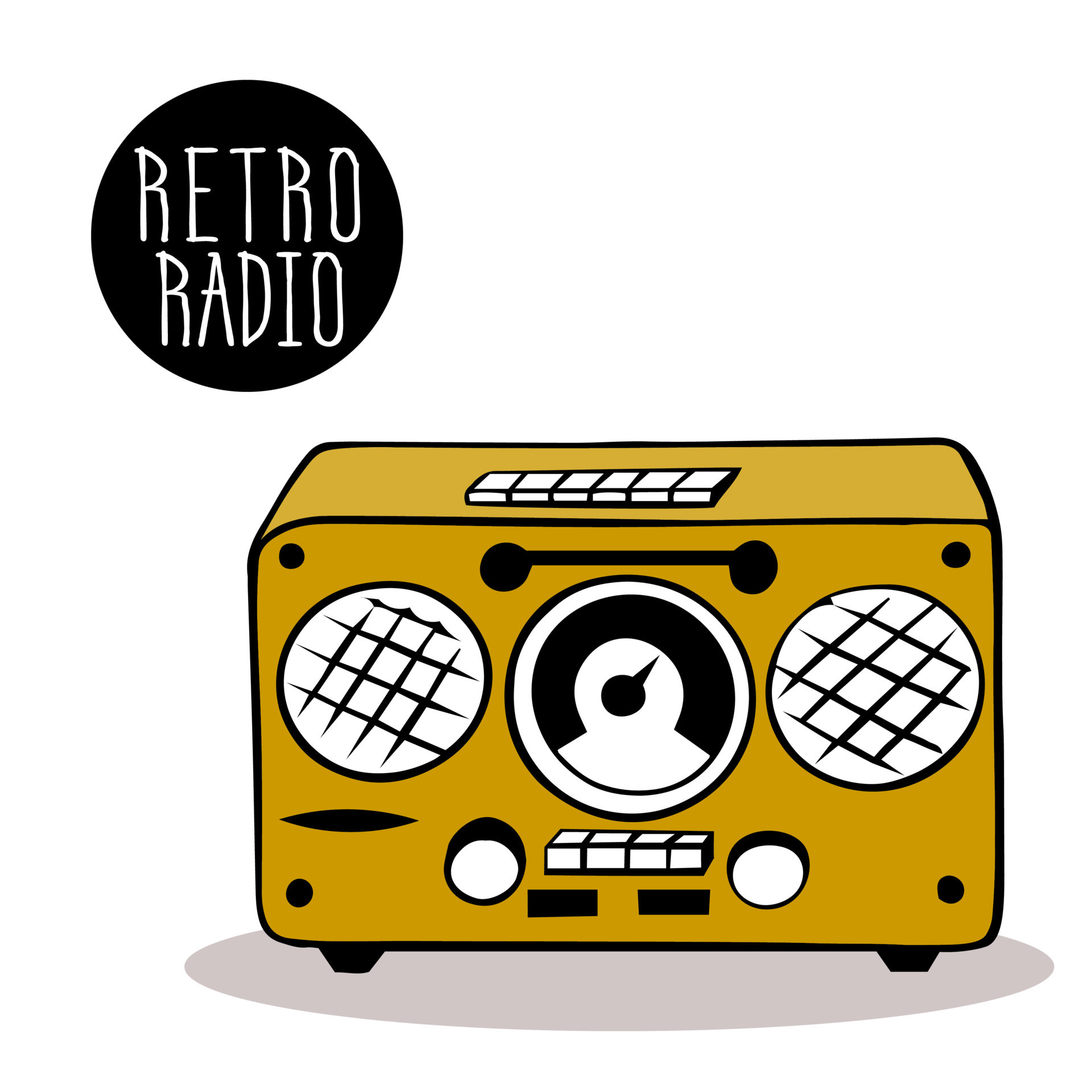 Retro radio in rectangular wooden case with speakers and no handle. old