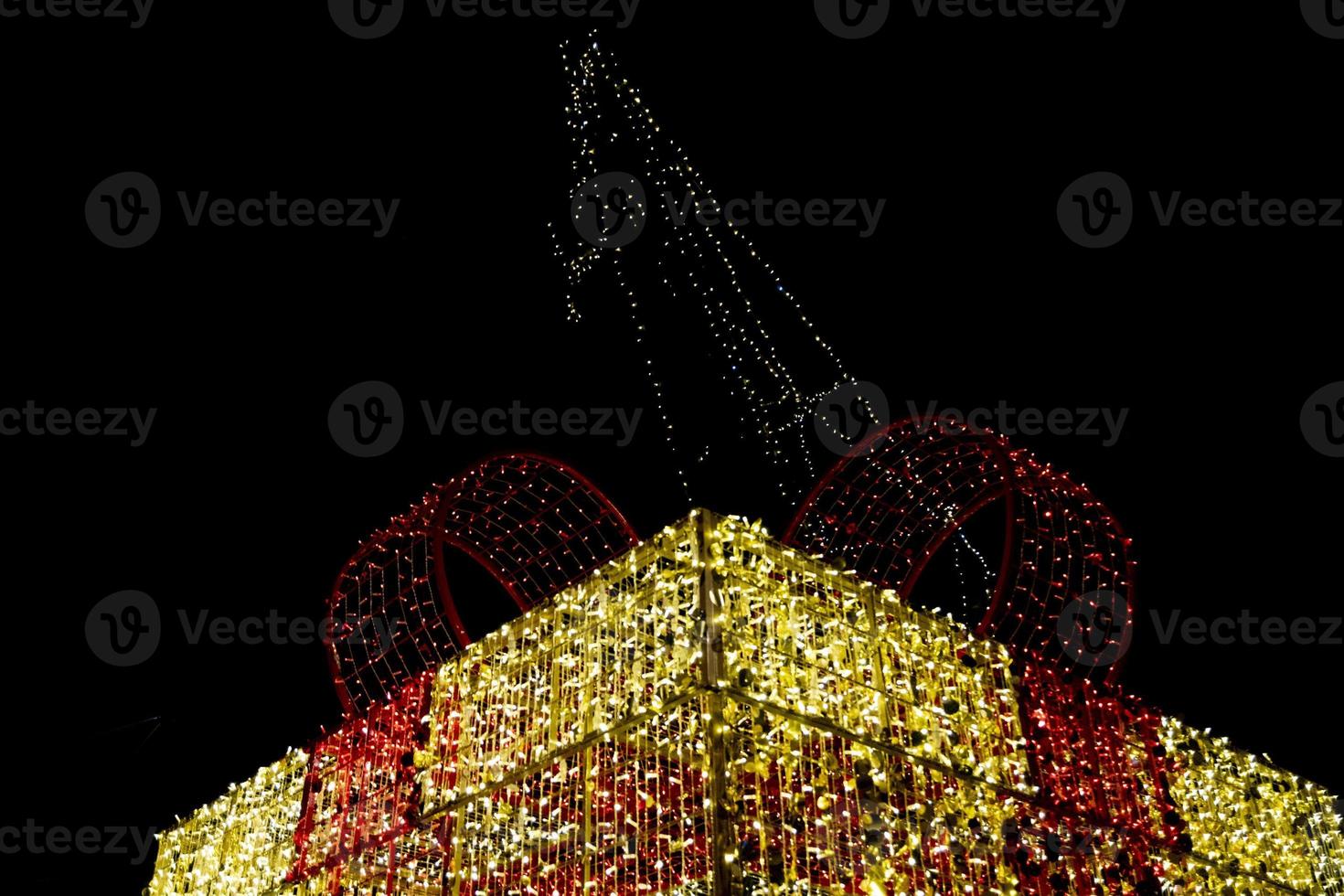 giant christmas gift box made of light photo
