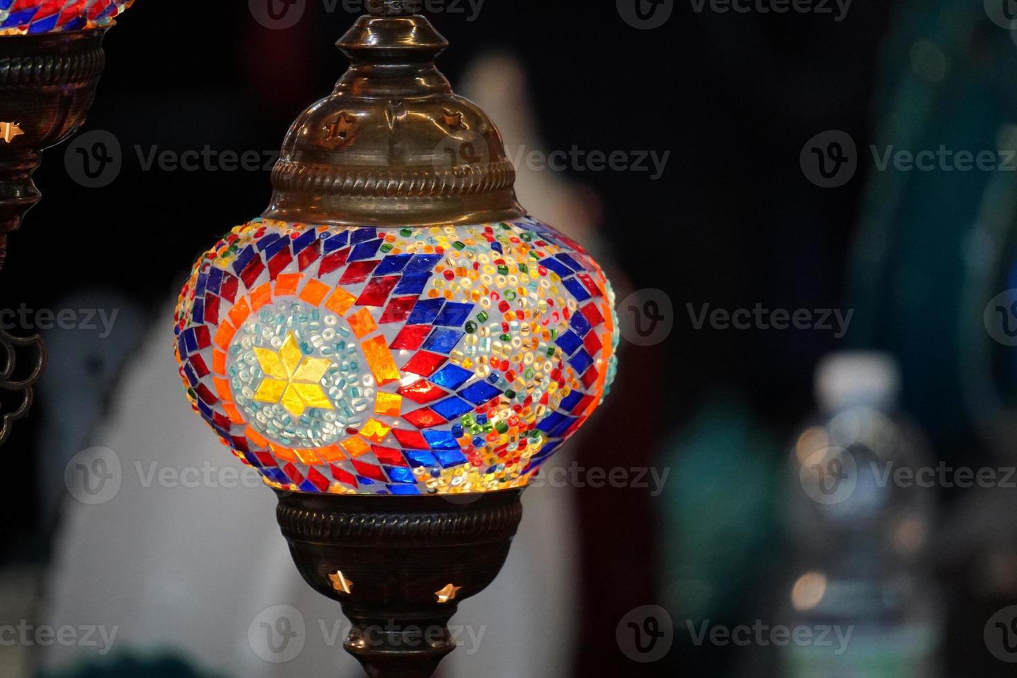 Indian glass lamp detail photo