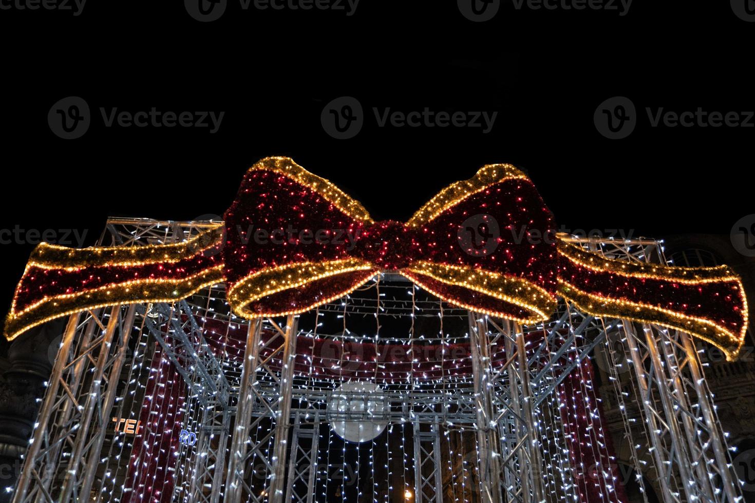 street christmas tree decorations and lights photo
