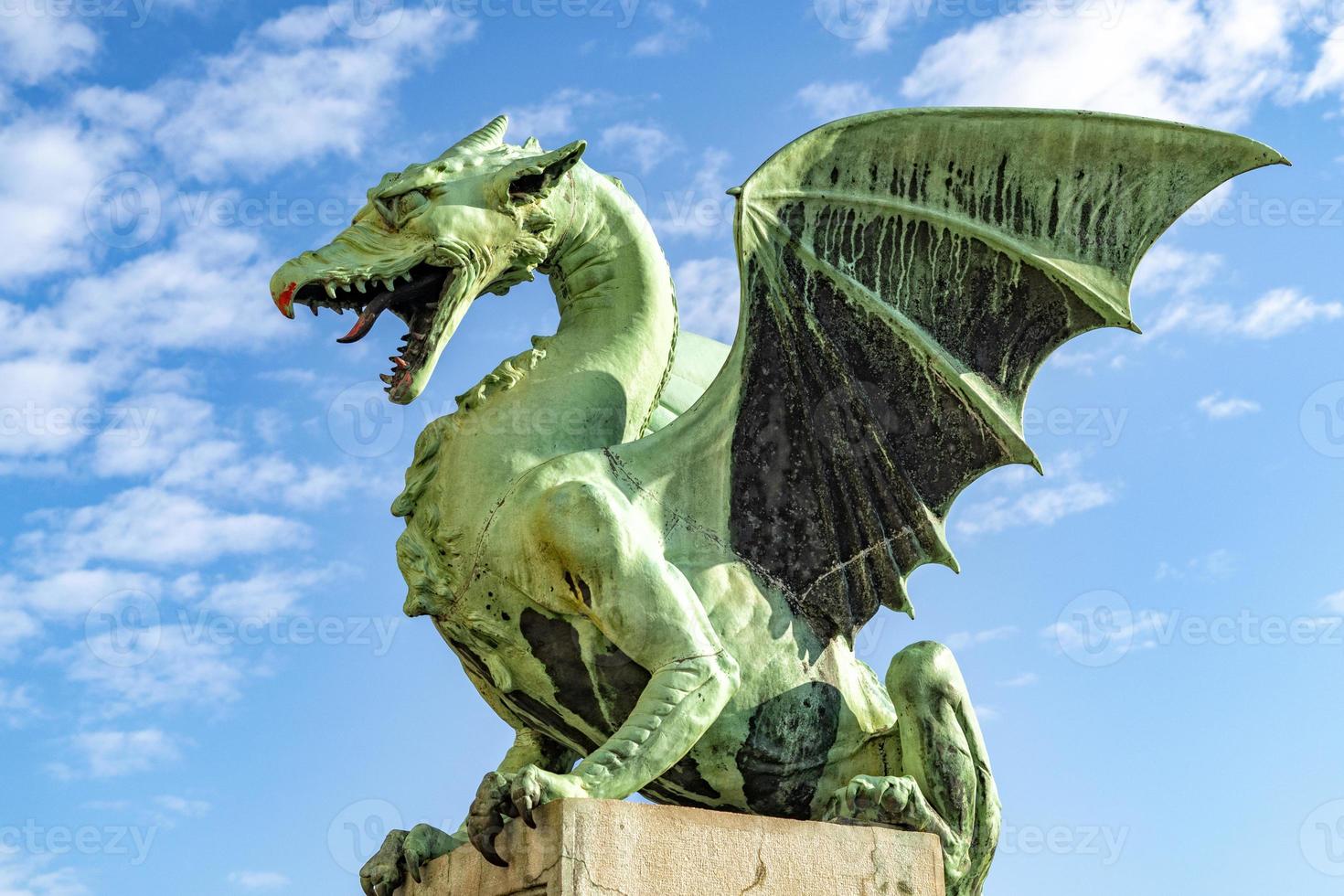 Ljubljana dragon on the bridge city symbol photo