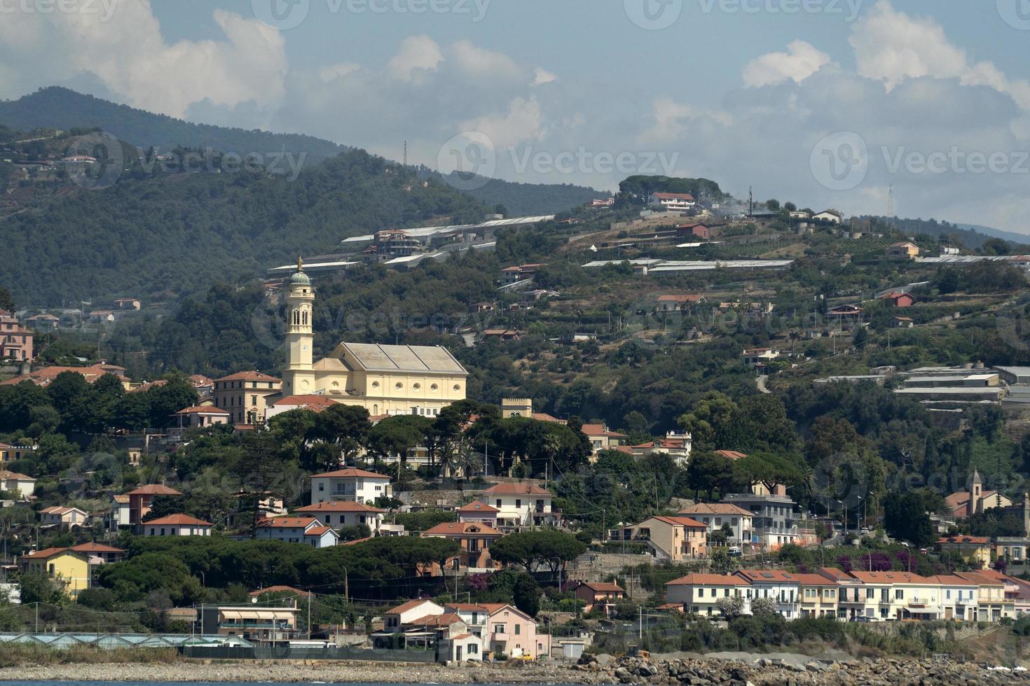 sanremo greenhouse view from the sea liguria italy photo