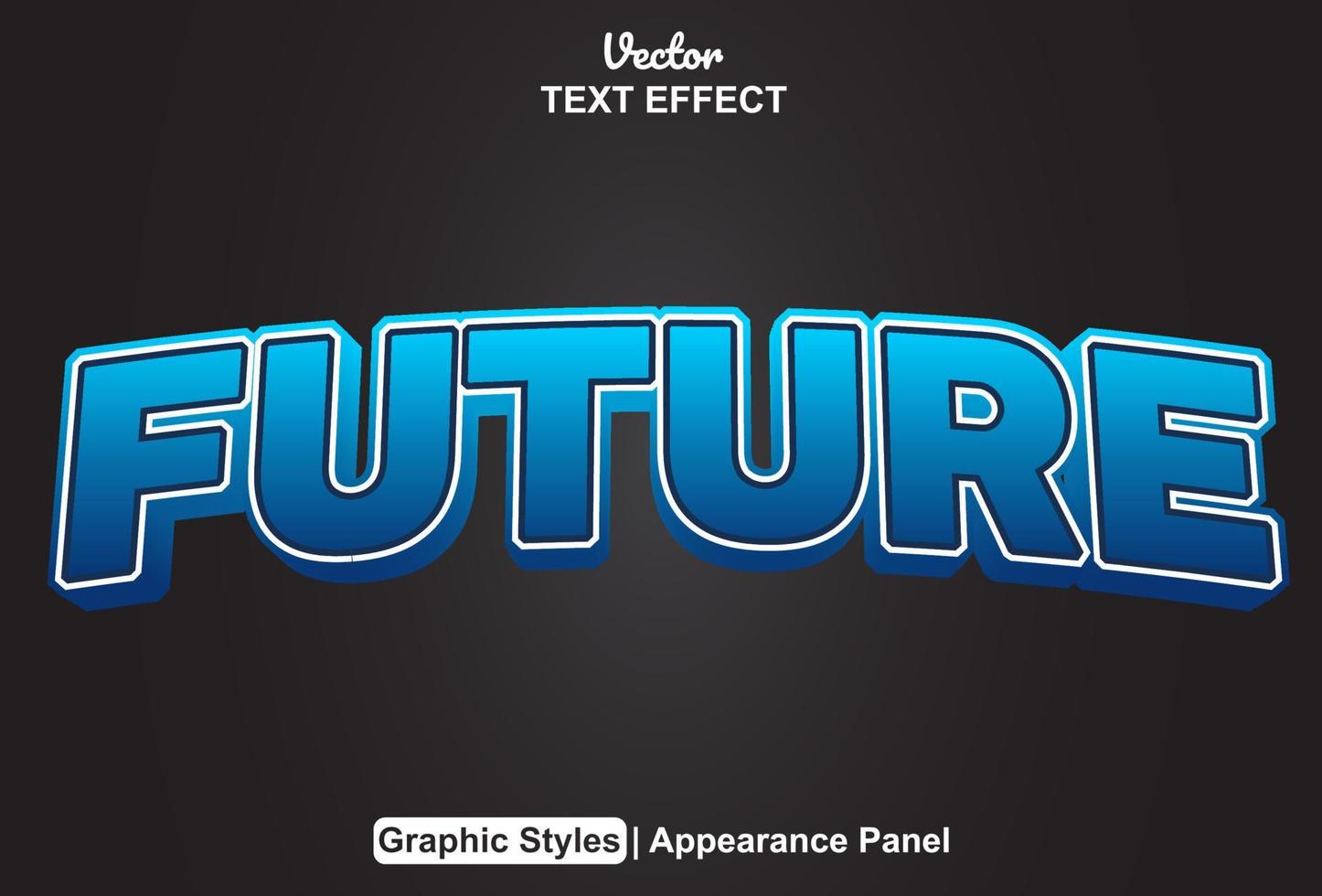 efecto de texto futuro con estilo gráfico y editable. vector