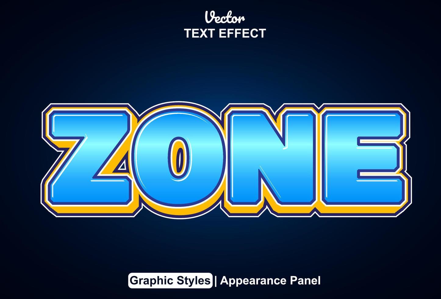 zone text effect with graphic style and editable. vector