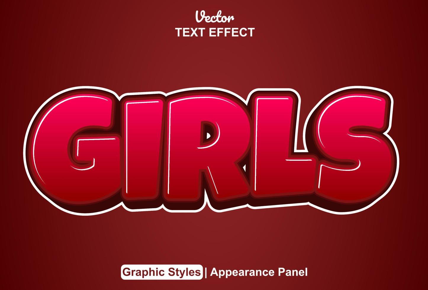 girls text effect with graphic style and editable. vector