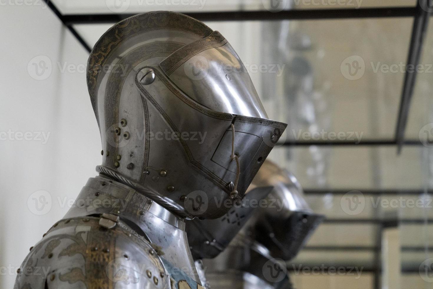 Medieval armor iron helmet detail photo