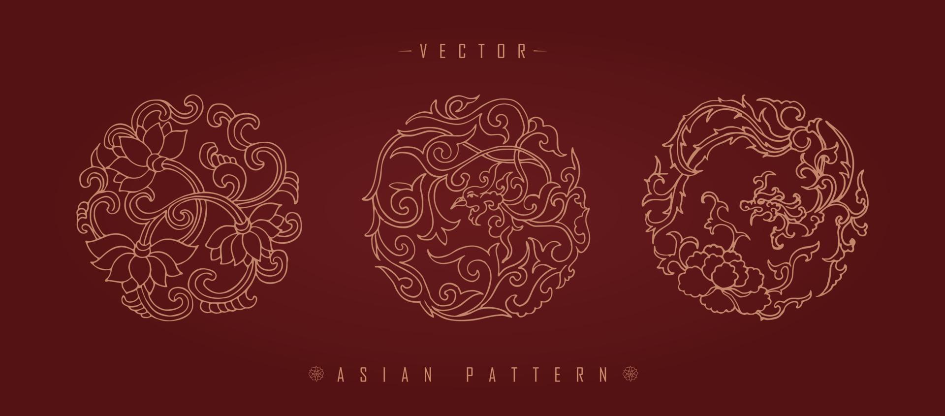 patrón tradicional de traje de año nuevo lunar chino vector