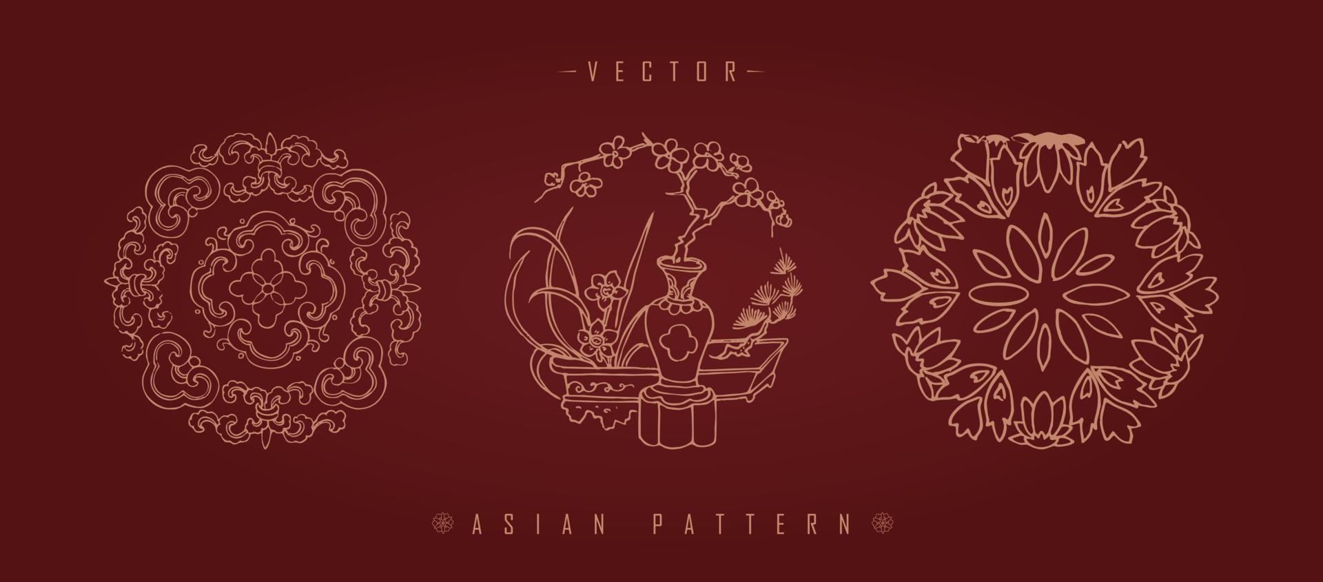 patrón tradicional de traje de año nuevo lunar chino vector