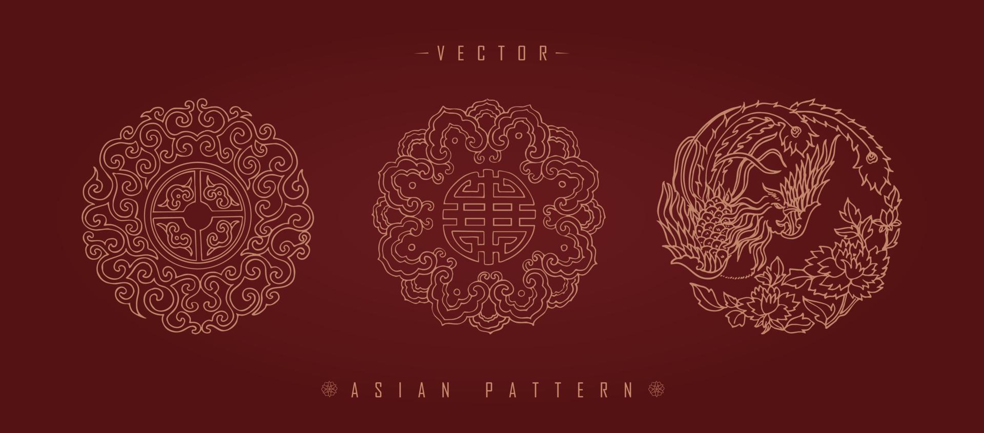 patrón tradicional de traje de año nuevo lunar chino vector