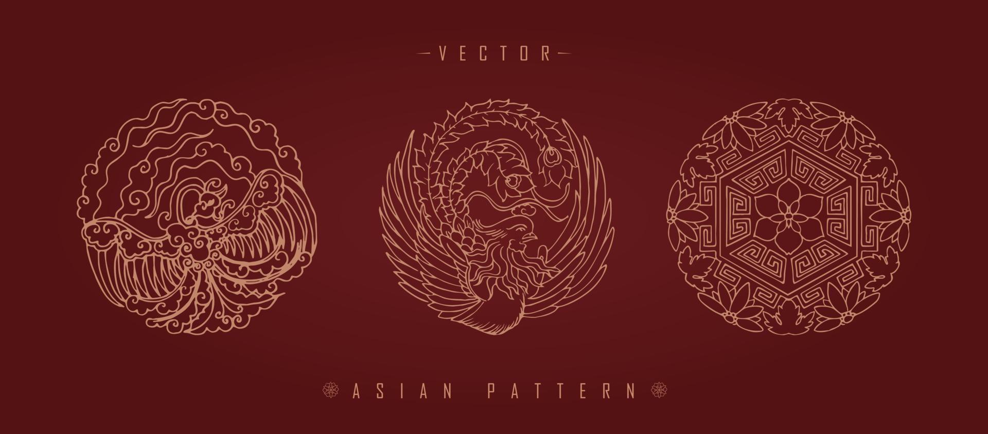 patrón tradicional de traje de año nuevo lunar chino vector