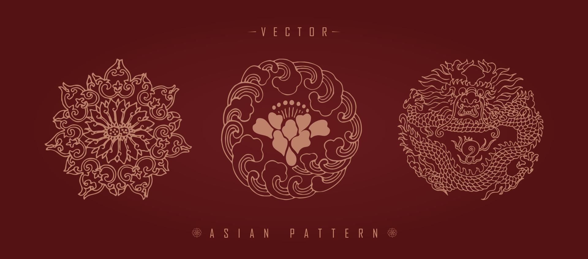 patrón tradicional de traje de año nuevo lunar chino vector