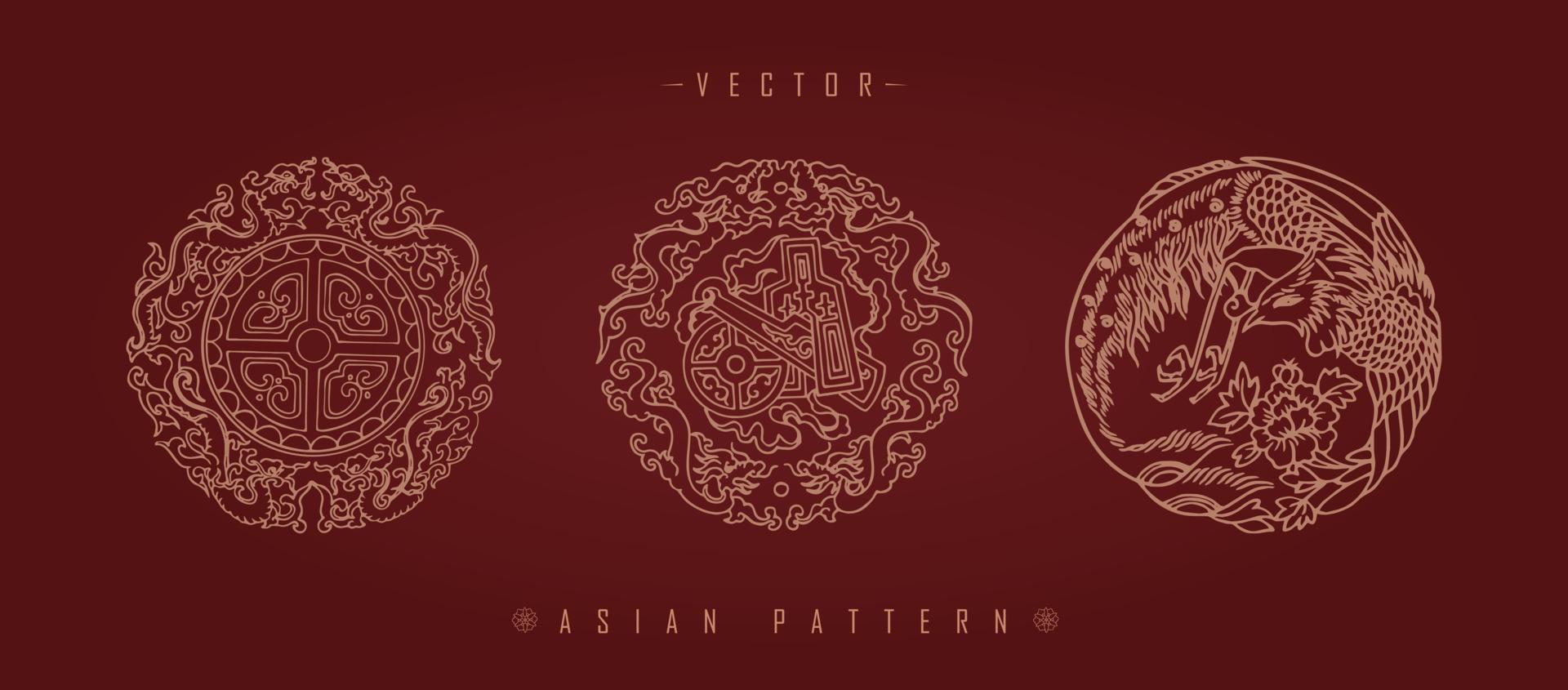 patrón tradicional de traje de año nuevo lunar chino vector