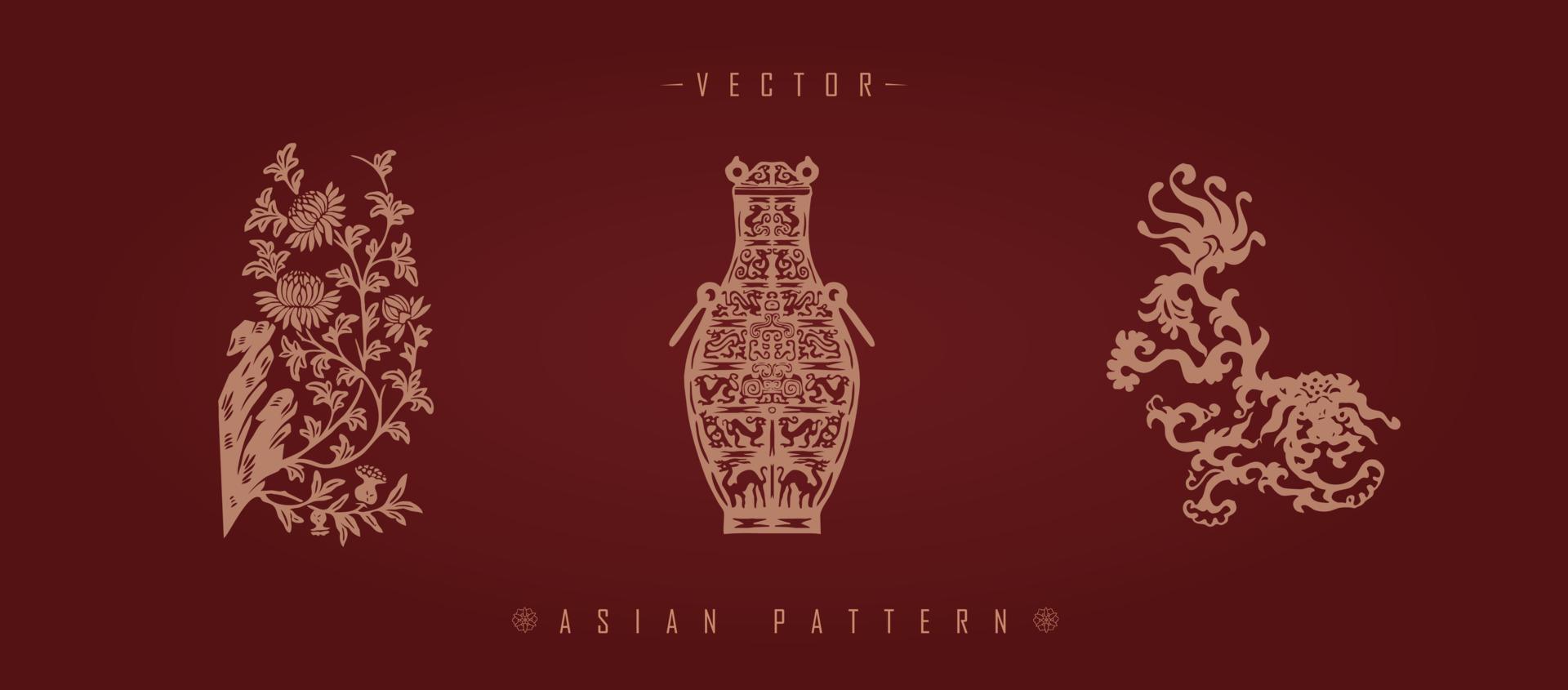 patrón tradicional de traje de año nuevo lunar chino vector