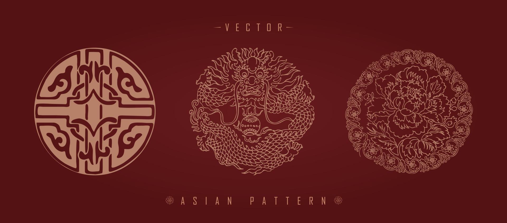 patrón tradicional de traje de año nuevo lunar chino vector