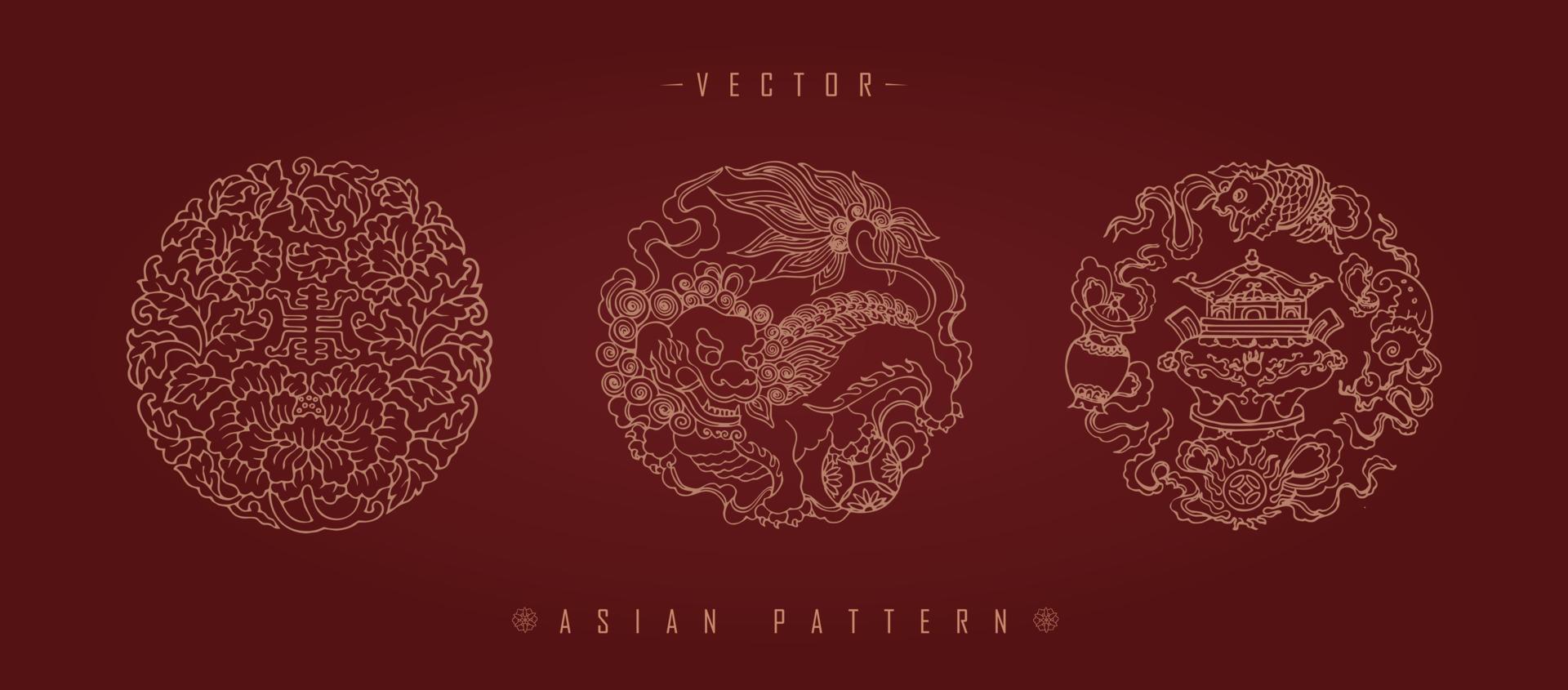 Chinese Lunar New Year Costume Traditional Pattern vector