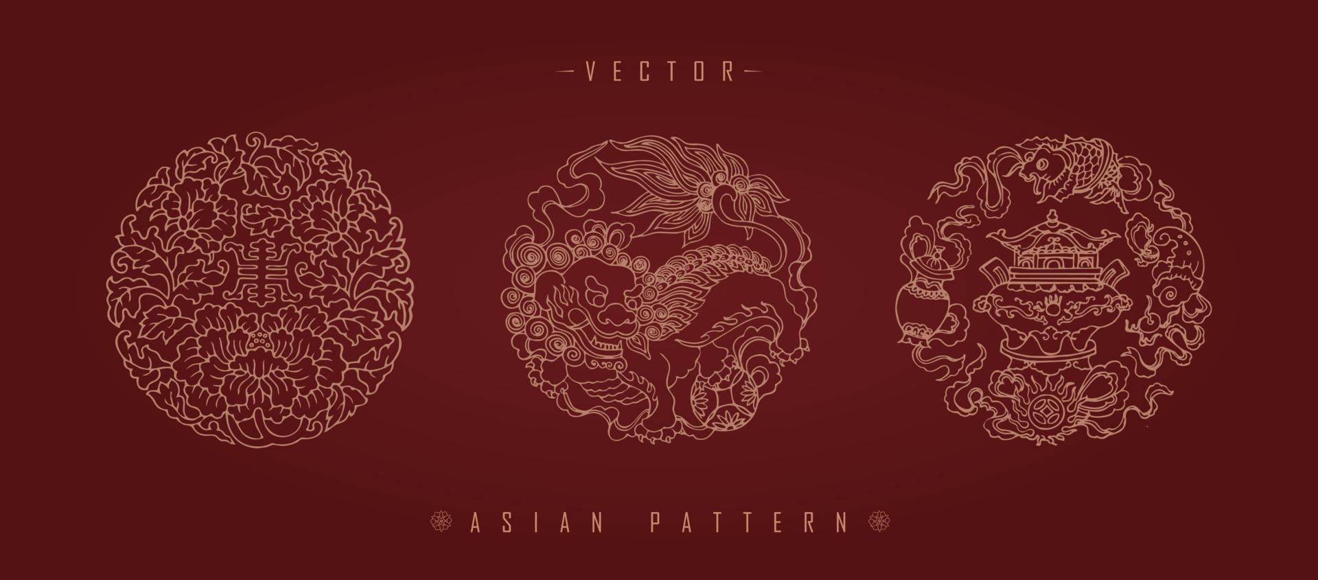 patrón tradicional de traje de año nuevo lunar chino vector