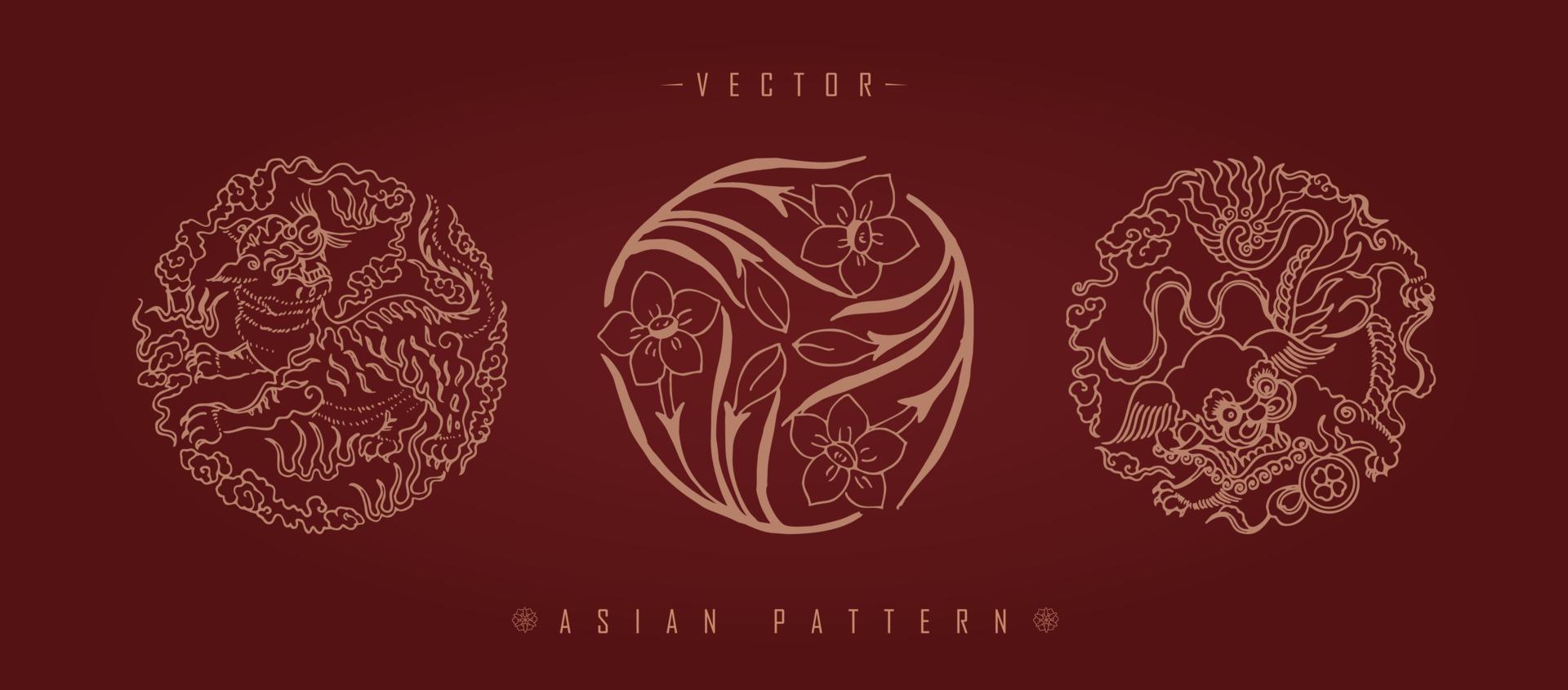 patrón tradicional de traje de año nuevo lunar chino vector