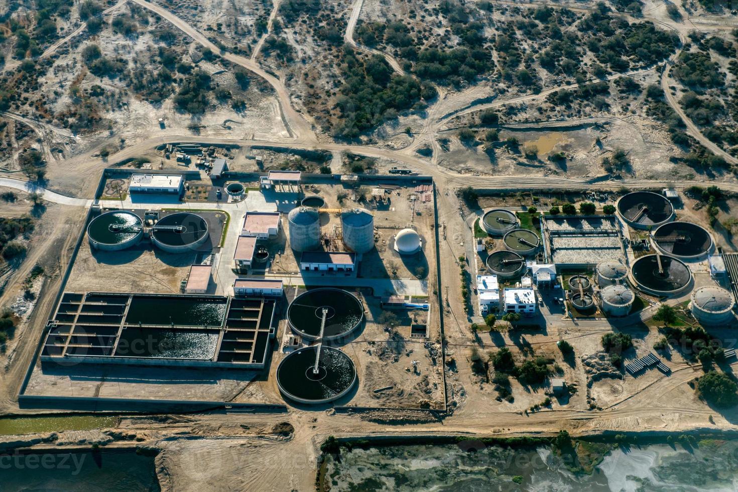 Desalization Plant in the desert aerial view photo